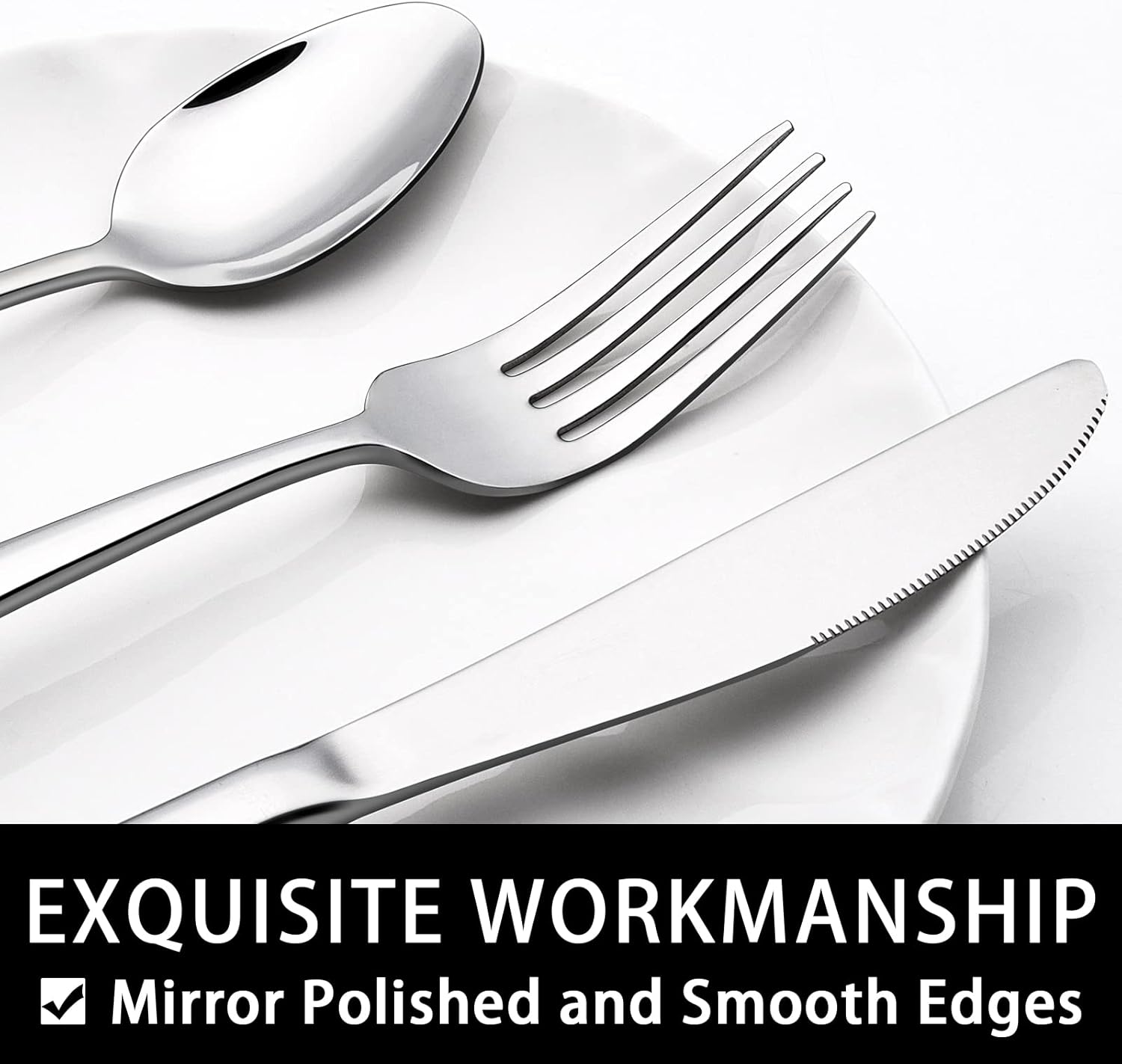 40-Piece Silverware Set with Organizer,  Heavy Duty Stainless Steel Flatware Set for 8, Food-Grade Tableware Cutlery Set, Utensil Sets for Home Restaurant, Mirror Finish, Dishwasher Safe - Image 3