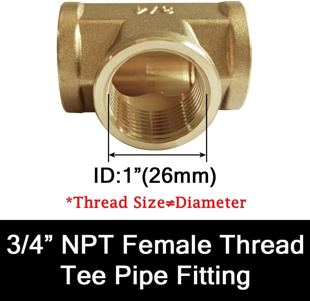 Brass Tee Pipe Fitting Barstock 3 Way 3/4