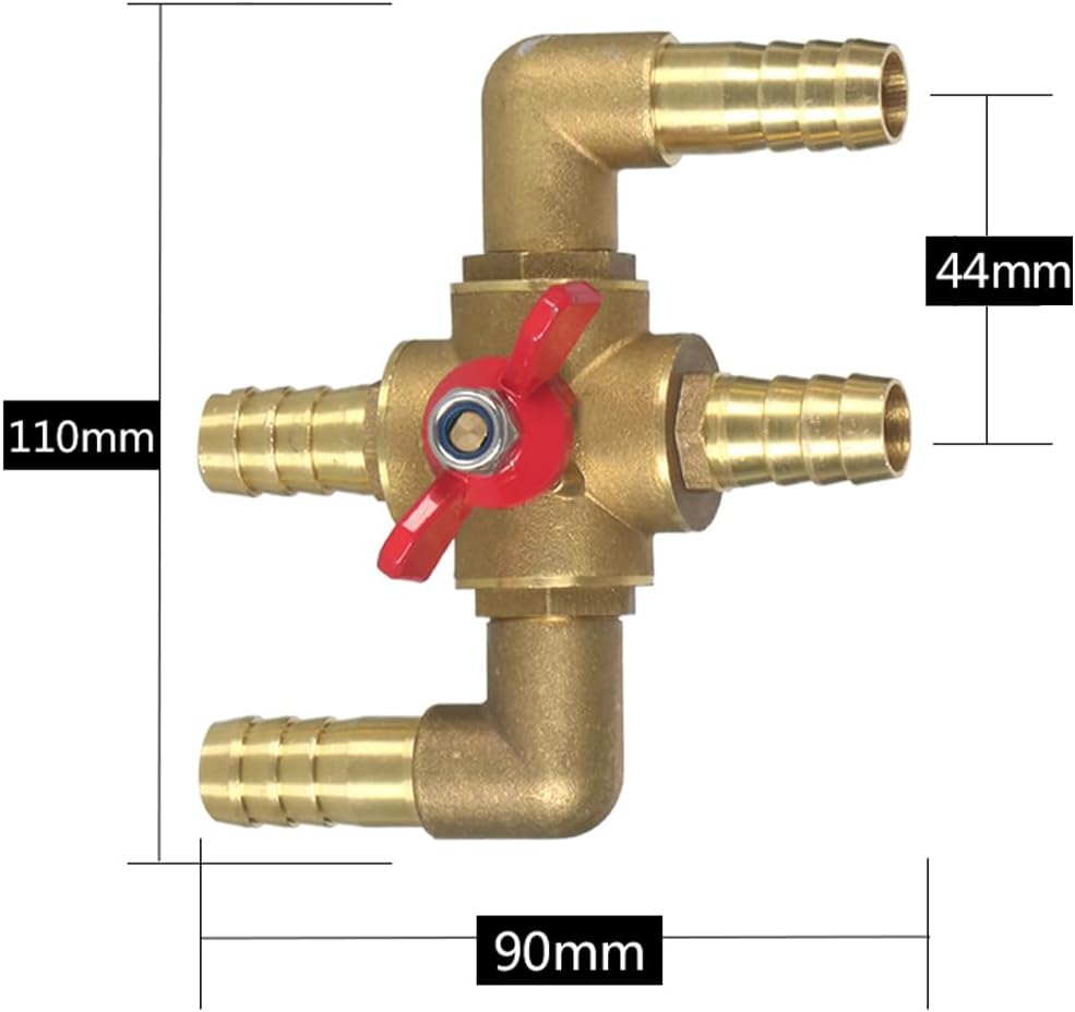 All Solid Brass Body Automobile Integrated 4-Way Heating Water Manual Control Valve 5/8” (16mm) OD Barb - Image 2