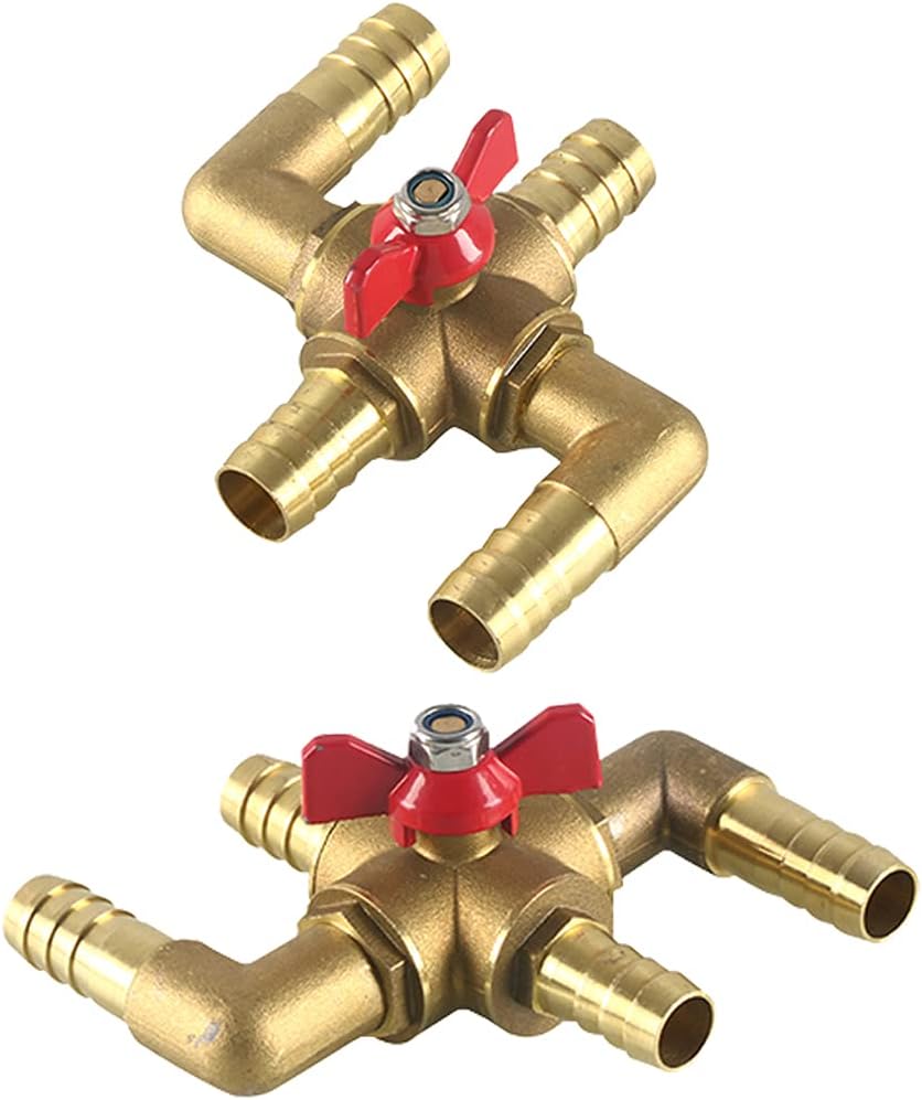All Solid Brass Body Automobile Integrated 4-Way Heating Water Manual Control Valve 5/8” (16mm) OD Barb - Image 4