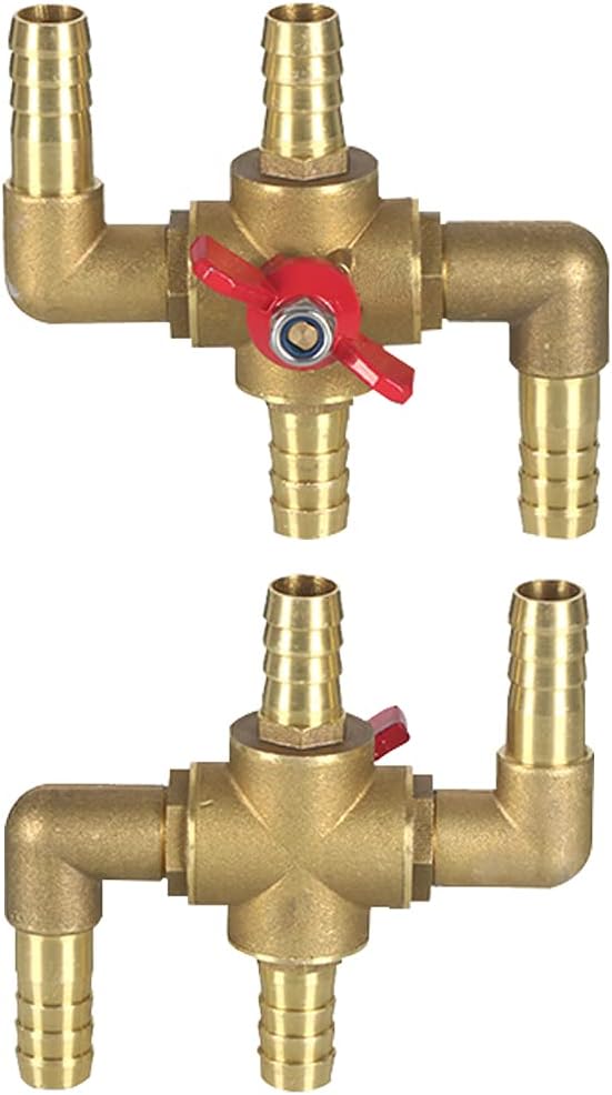 All Solid Brass Body Automobile Integrated 4-Way Heating Water Manual Control Valve 5/8” (16mm) OD Barb - Image 5