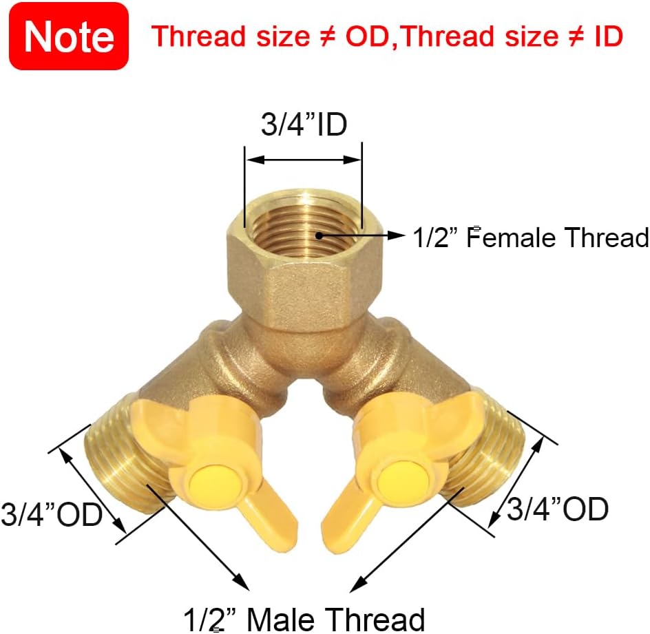 3 Way Split Brass Shut Off Ball Valve Fitting G 1/2