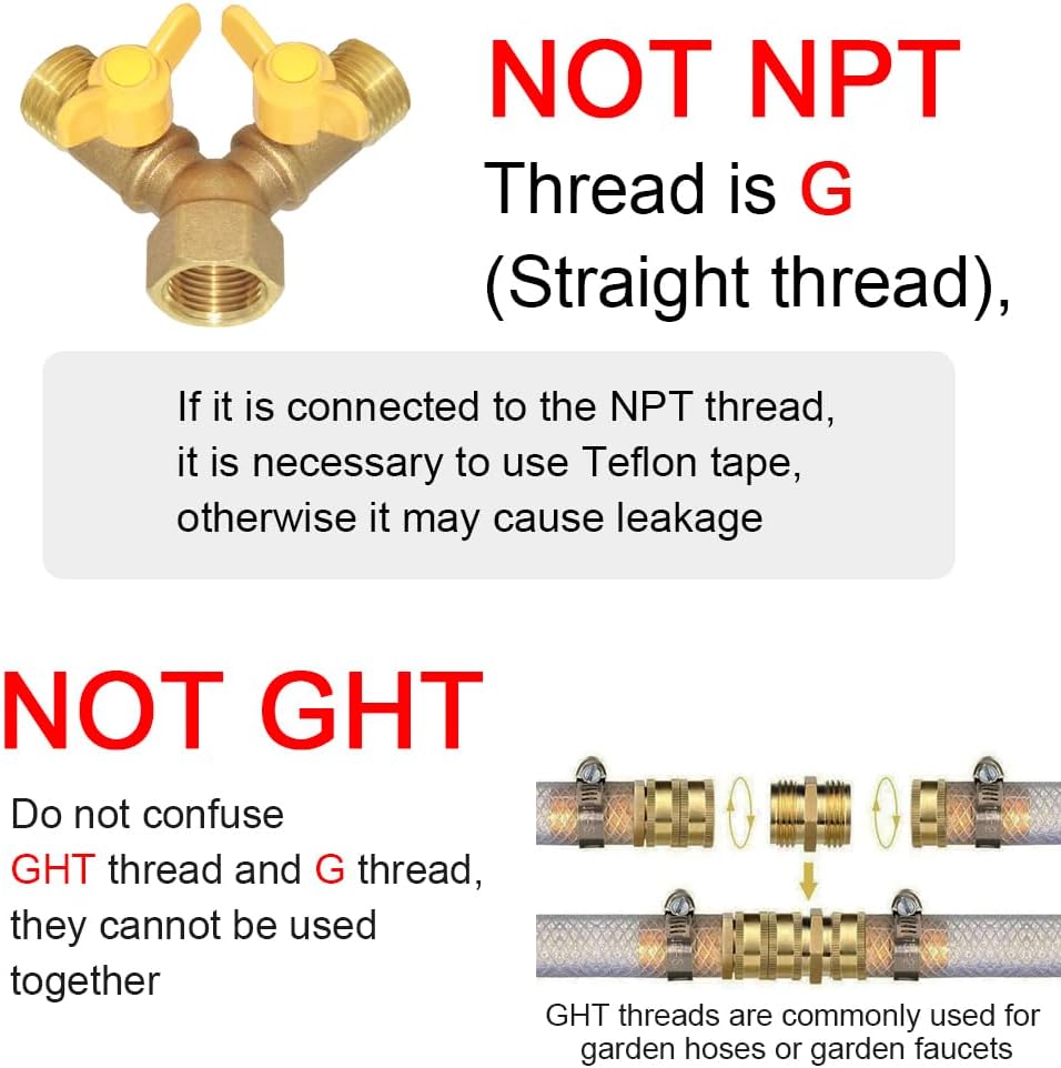 3 Way Split Brass Shut Off Ball Valve Fitting G 1/2