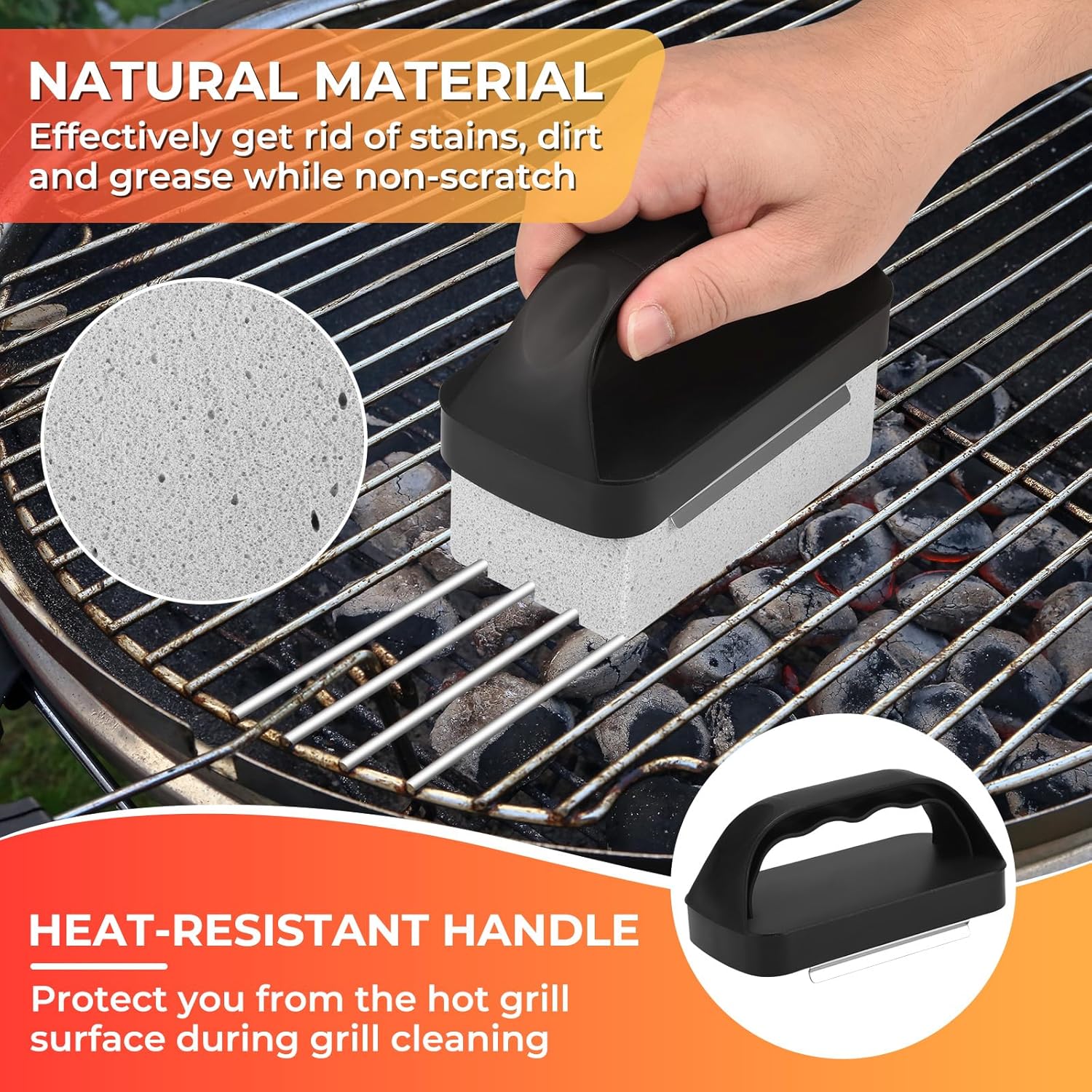 Griddle Cleaning Kit for Blackstone, Flat Top Grill Accessories Cleaner Tool Set Grill Stone, Griddle Scraper, Scouring Pad and Handles, Multifunctional Griddle Accessories Easy to Remove Stain - Image 4