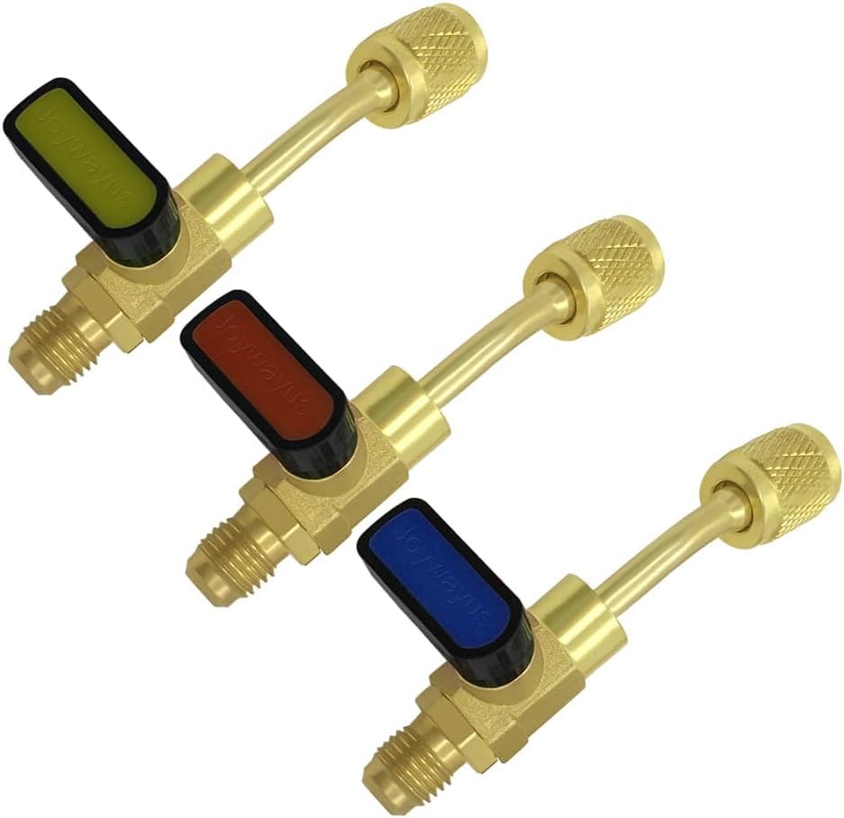 3PCS Air Conditioning Refrigerant Angled Ball Valve 1/4