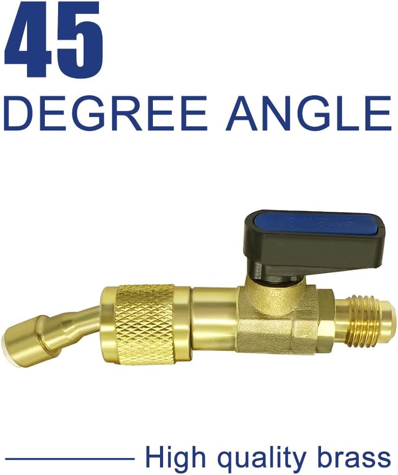 3PCS Air Conditioning Refrigerant Angled Ball Valve 1/4