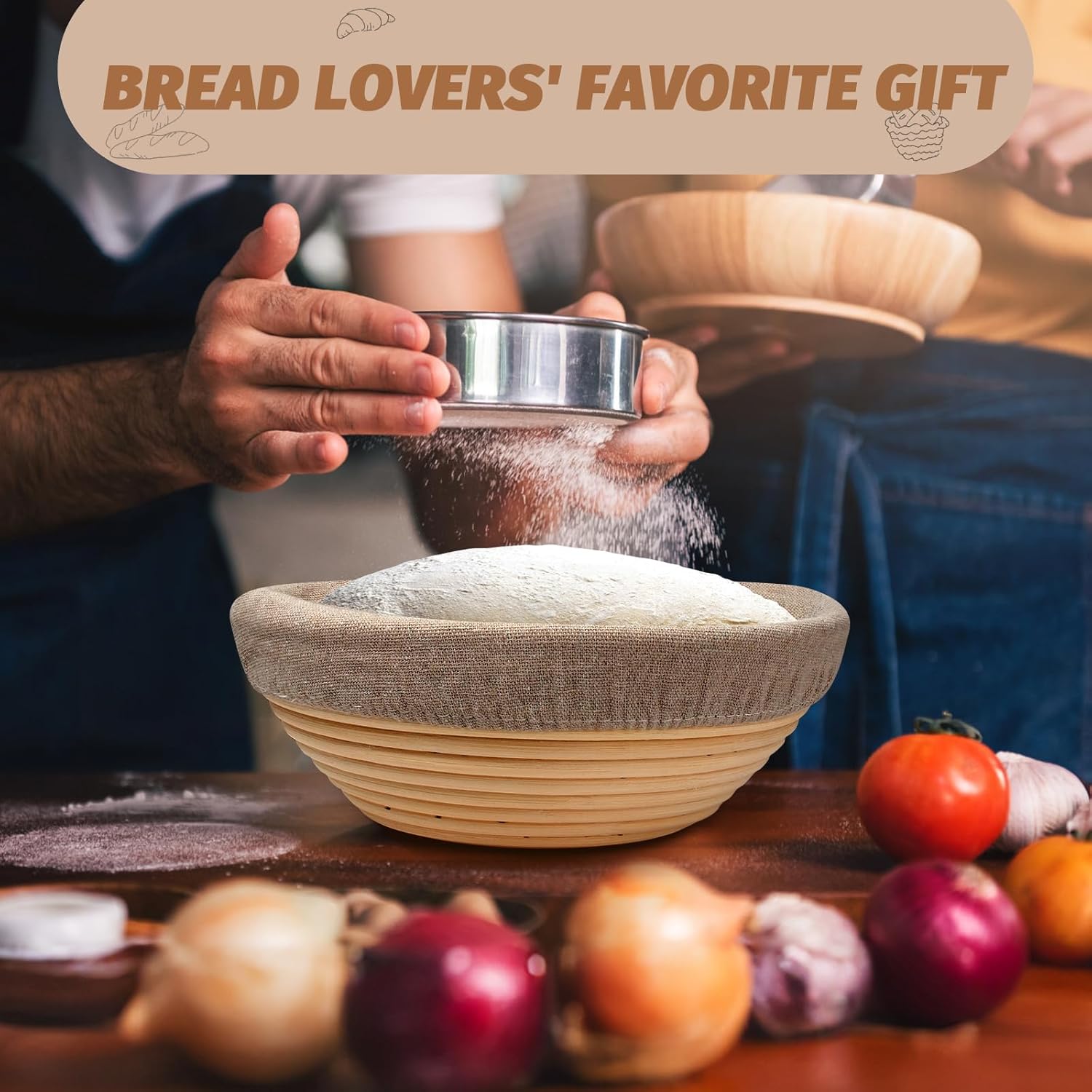 Sourdough Proofing Basket Gift Set of 2 Round Dough Proofing Bowls for Sour Dough Bread Baking Supplies, Proofing Basket or Home Sourdough Bakers Baking, 8.5 inch - Image 7