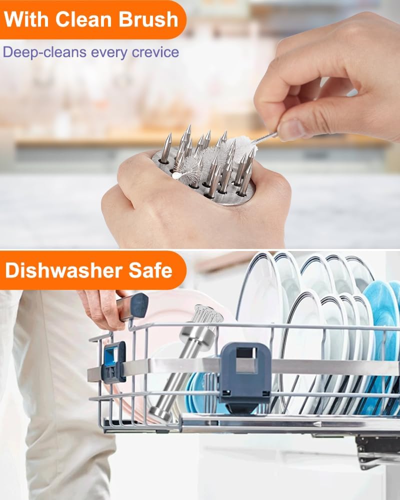 Meat Tenderizer Tool, 304 Stainless Steel, with 21 Needles & Retractable Safety Guard, for Tenderizing Beef, Turkey, Chicken, Steak, Dishwasher Safe - Image 4