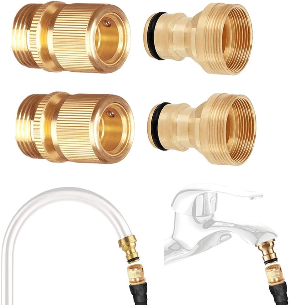 2Set Faucet Quick Connect to Garden Hose 22mm Female x 24mm Male Thread to 3/4