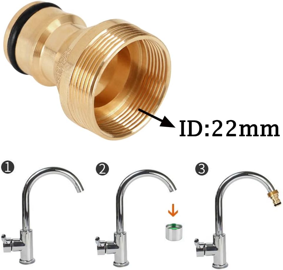 2Set Faucet Quick Connect to Garden Hose 22mm Female x 24mm Male Thread to 3/4