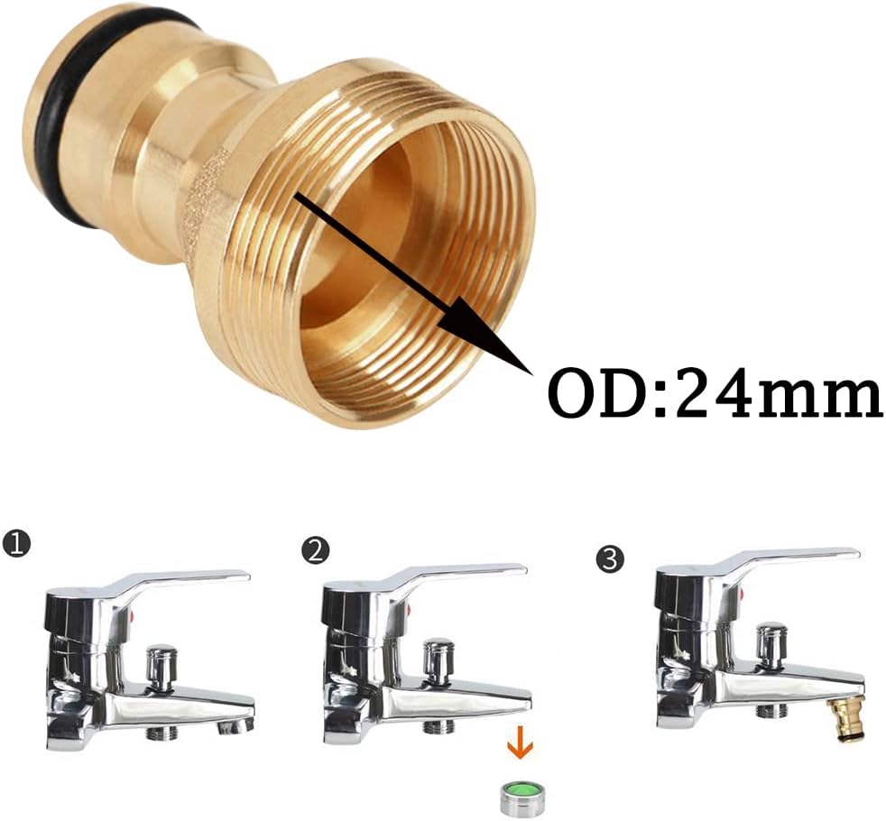 2Set Faucet Quick Connect to Garden Hose 22mm Female x 24mm Male Thread to 3/4