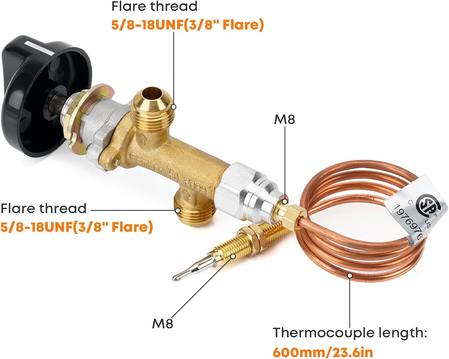 Low Pressure Propane Gas Flame Failure Safety Control Valve Kit Fits for Fireplace, Fire Pit, Heater - Image 2