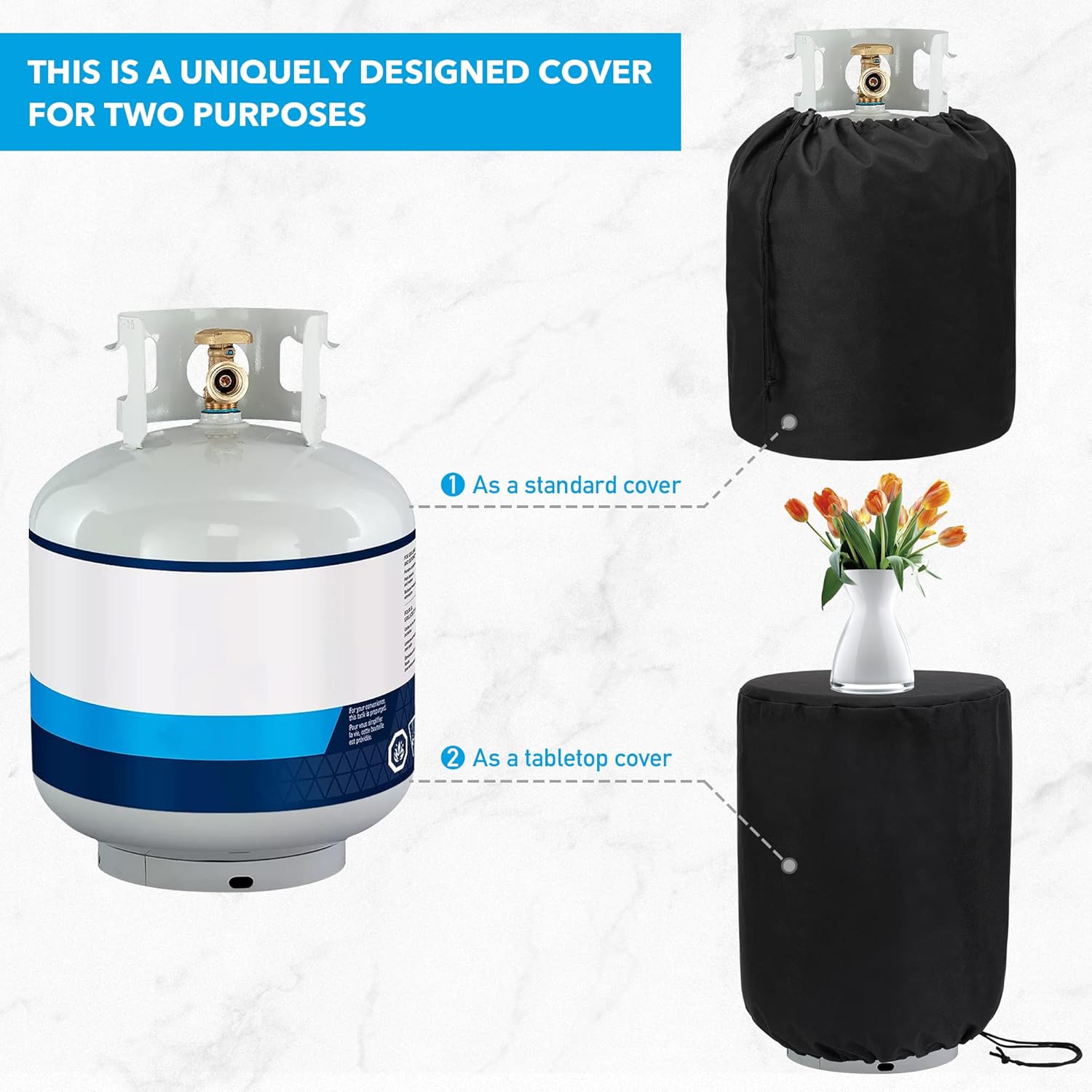 Propane Tank Cover with Side Stable Tabletop Feature for Standard 20lb Tank Cylinder, Waterproof and UV Resistant Gas Cylinder Cover - Image 2