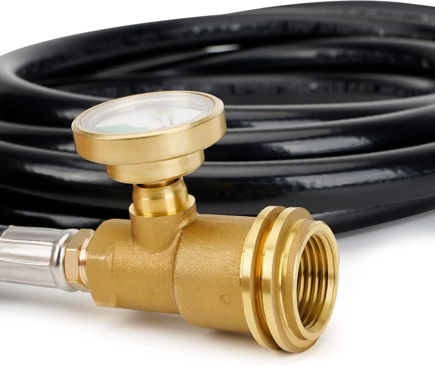12 FT Propane Extension Hose with Gauge - Leak Detector Replacement for Propane Appliances,Standard P.O.L. - Image 3