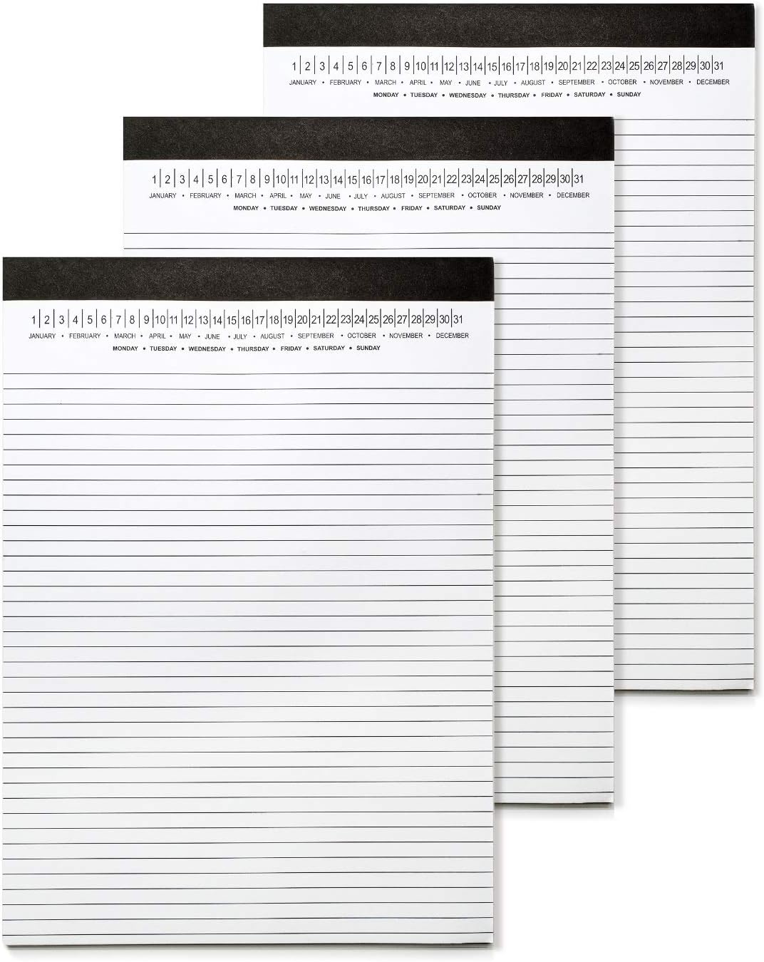 Legal Pads 8.5 x 11 with Date on Top, Narrow Ruled, White Note Pads College Ruled Writing Tablets for Office, School, 50 Sheets, 3 Pack - Image 1