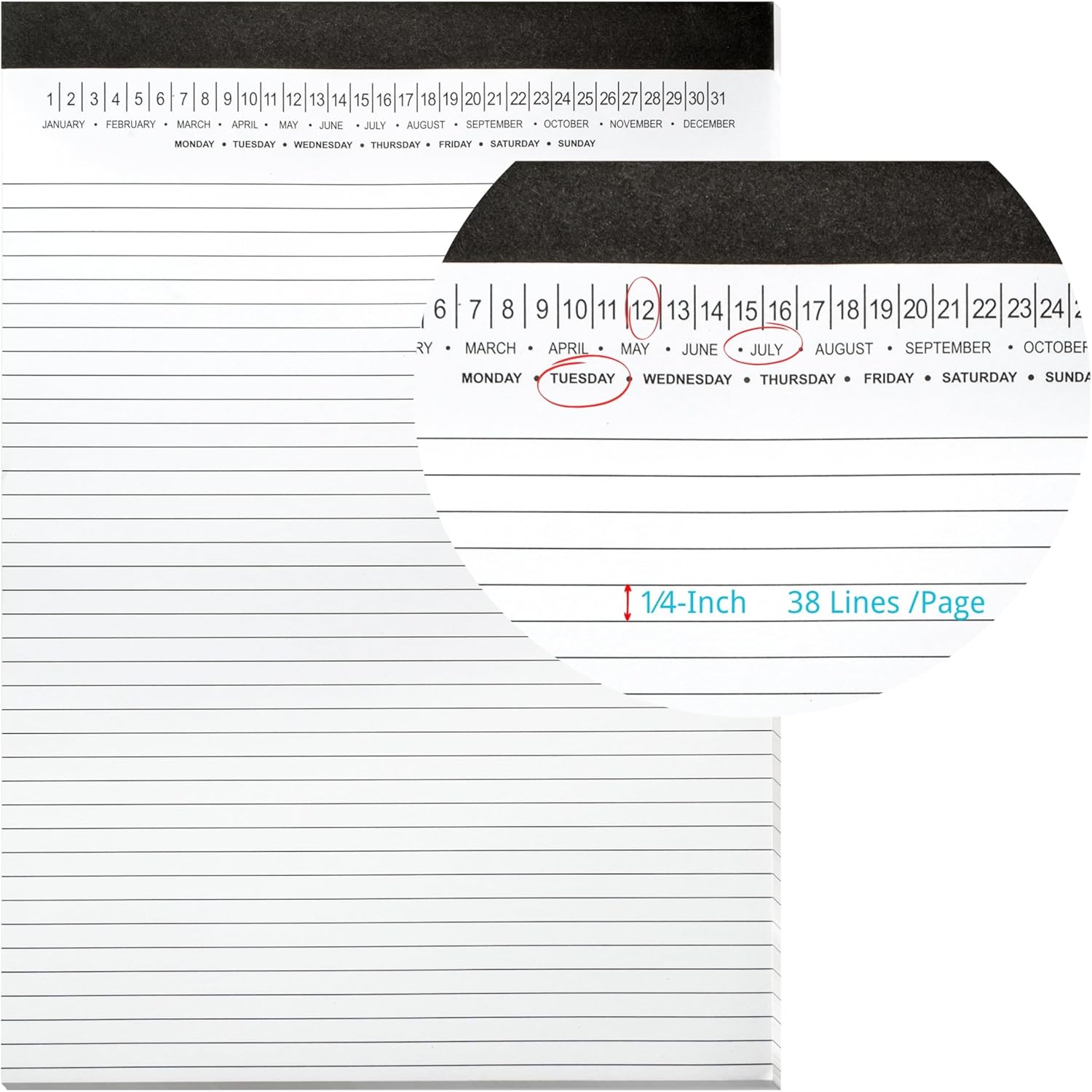 Legal Pads 8.5 x 11 with Date on Top, Narrow Ruled, White Note Pads College Ruled Writing Tablets for Office, School, 50 Sheets, 3 Pack - Image 2