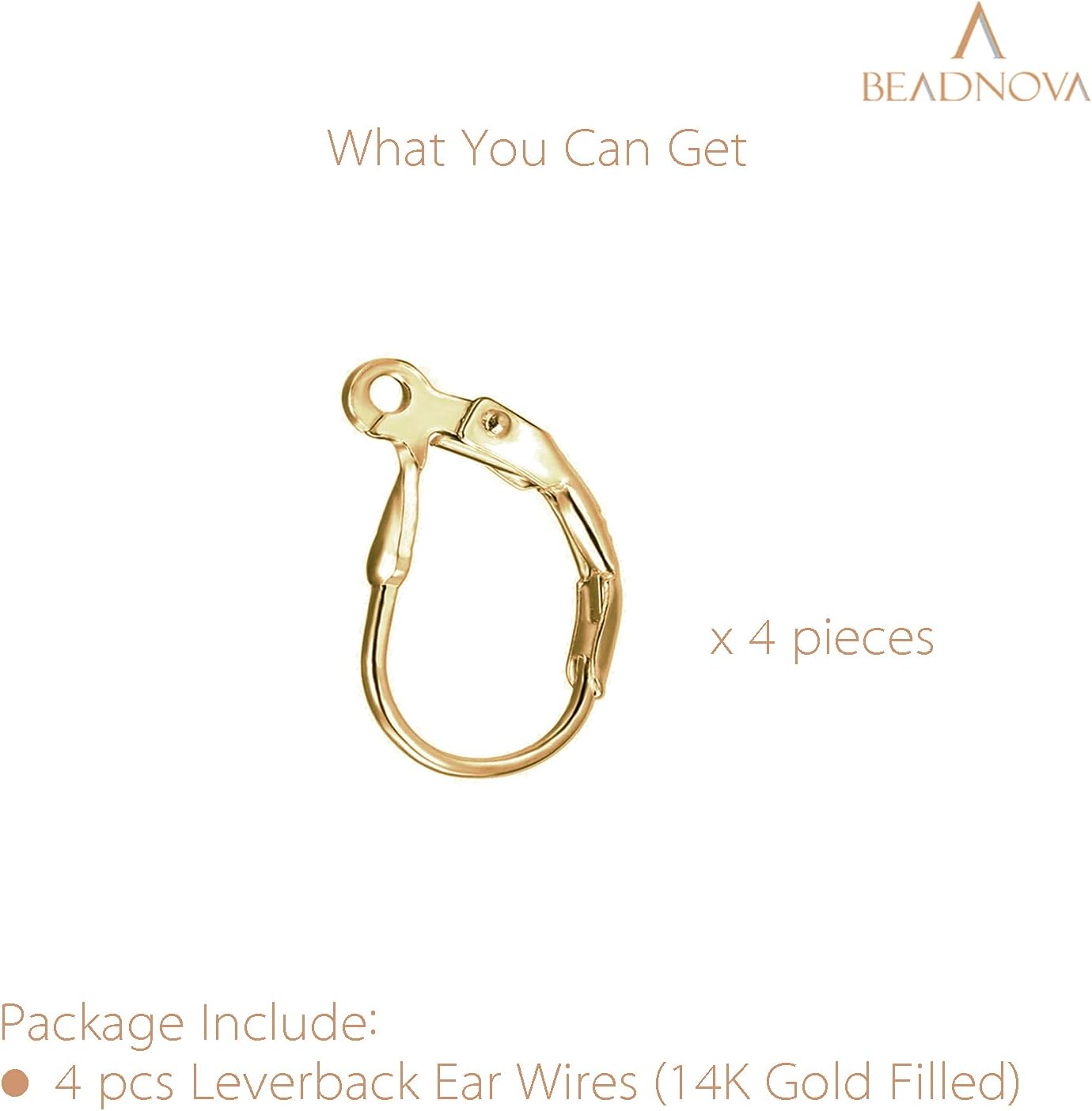 14k Gold Filled Leverback Earring Hooks 4pcs French Ear Wire Lever Back Earwire for Jewelry Making Crafting - Image 3