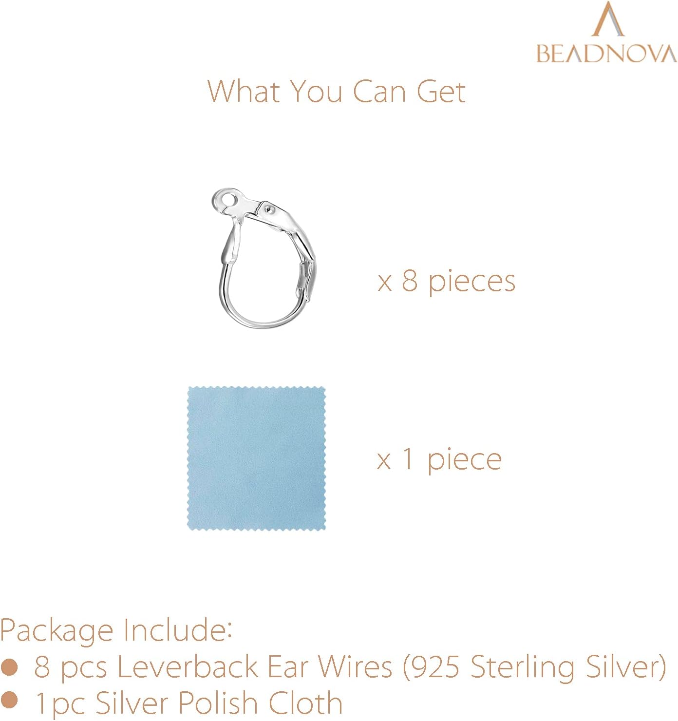 925 Sterling Silver Leverback Earring Hooks 8pcs French Ear Wire Lever Back Earwire for Jewelry Making Crafting - Image 3