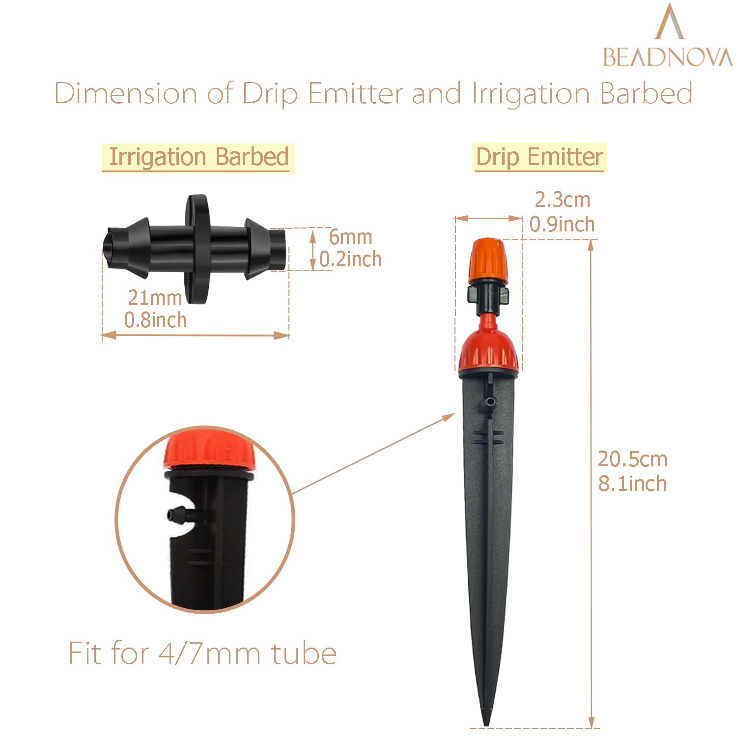 Irrigation Drippers 30pcs Drip Emitters for 1/4 Inch with Straight Coupling 360 Degree Micro Sprinkler Adjustable Drip Irrigation Heads Drippers for Garden Patio Lawn - Image 2