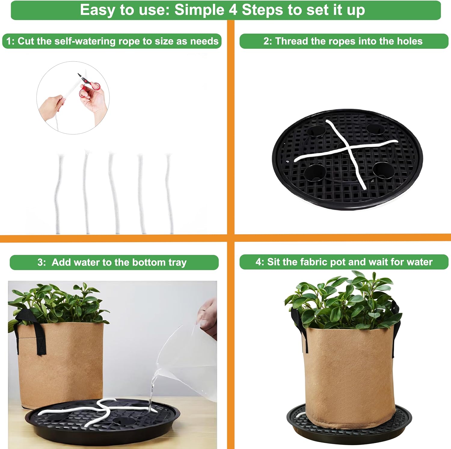 6 Pack 12 inch Self Watering Base for Fabric Grow Bag, Self-watering Plastic Elevated Plant Saucer Stand, Automatic Watering Tray for Non-woven Planter Flower Pot Growth Tent Greenhouse Indoor Outdoor - Image 6