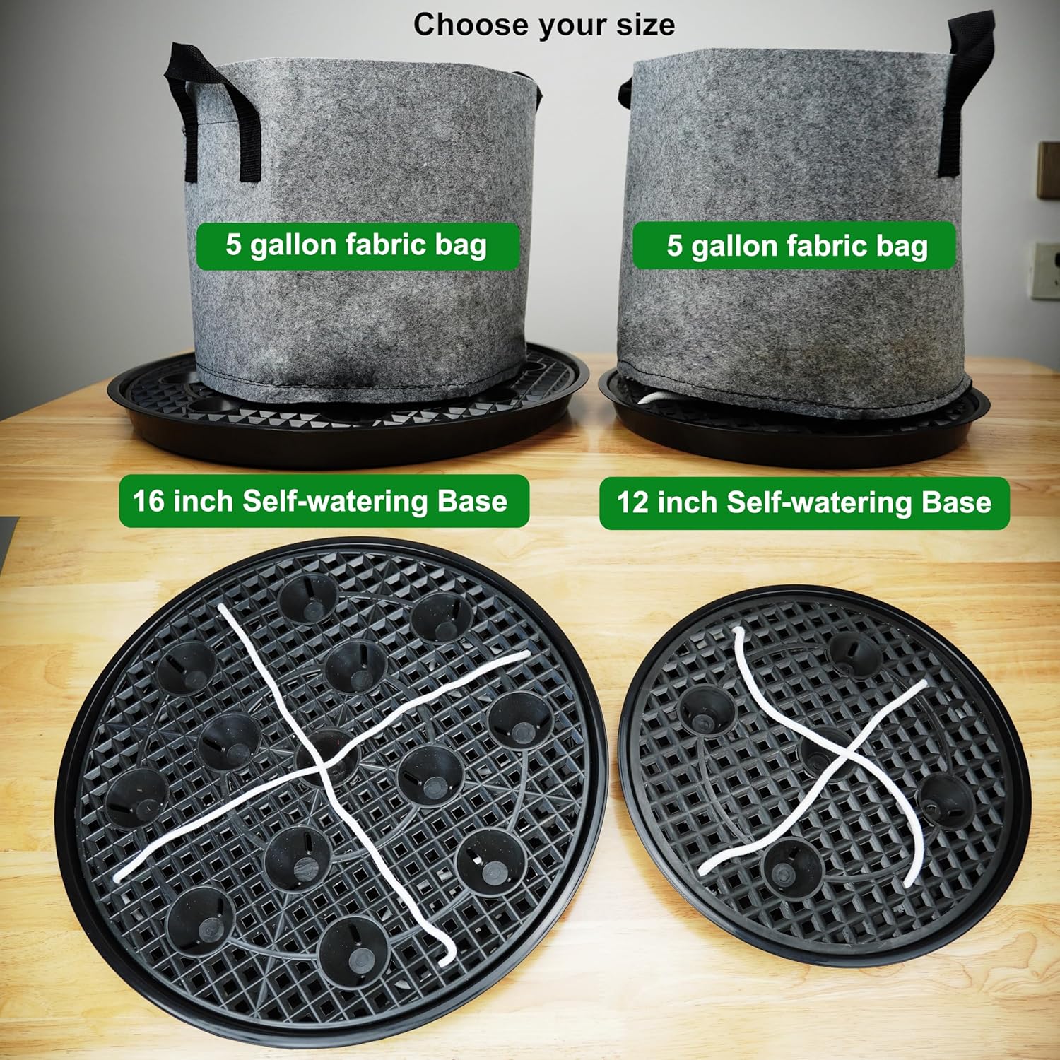 6 Pack 12 inch Self Watering Base for Fabric Grow Bag, Self-watering Plastic Elevated Plant Saucer Stand, Automatic Watering Tray for Non-woven Planter Flower Pot Growth Tent Greenhouse Indoor Outdoor - Image 8