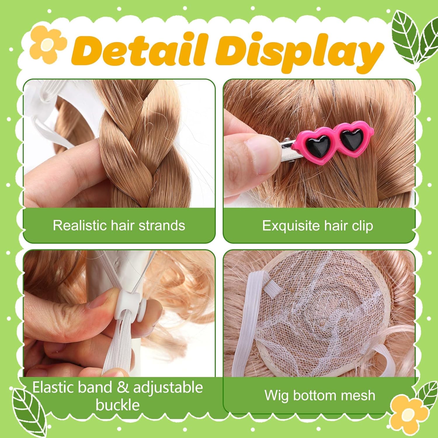 4 Pcs Porch Goose Wigs with Hair Clips, Cute Lawn Goose Statue Braid Wig, Porch Goose Outfits Costume for Outdoor Garden Patio Yard Goosey Decoration - Image 3