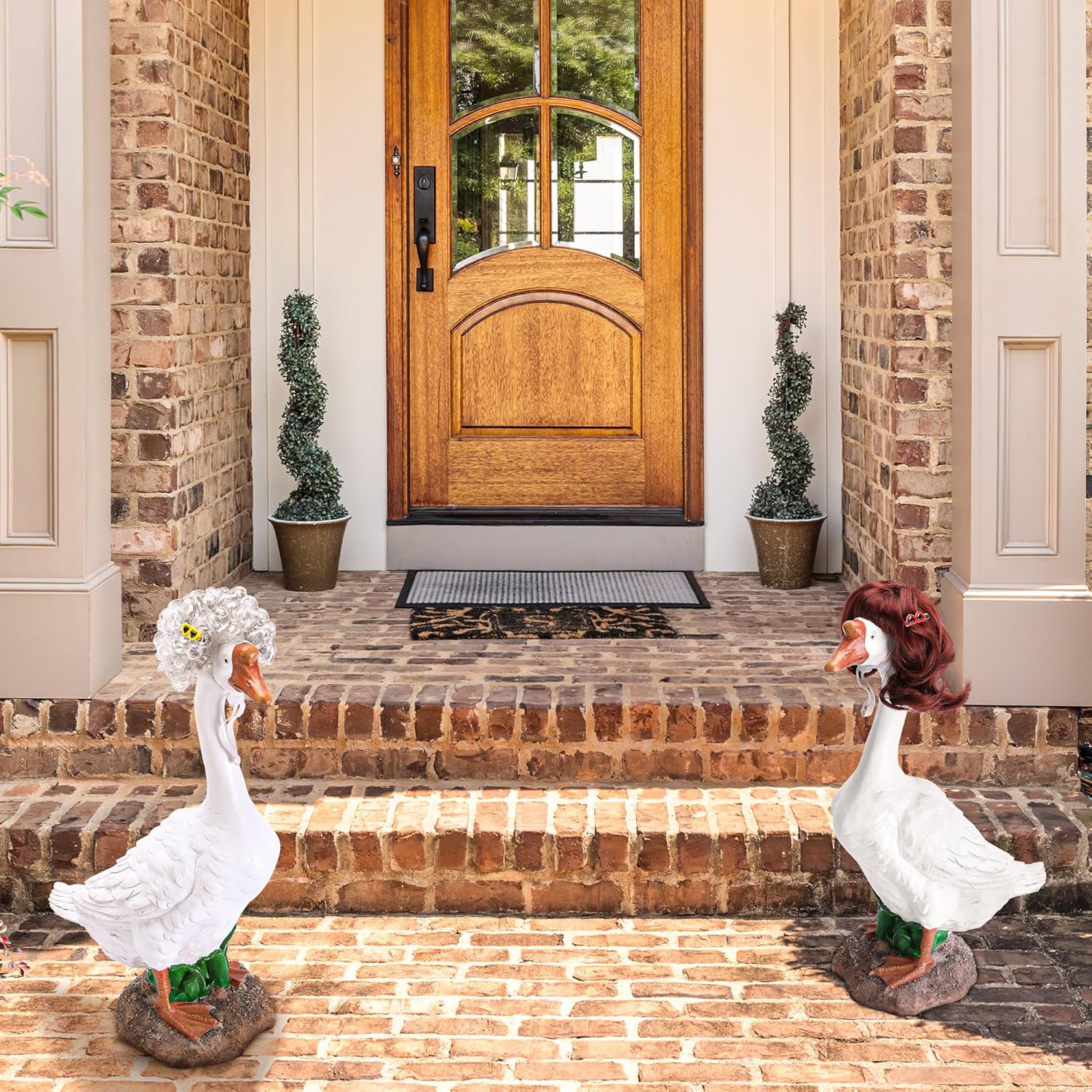 4 Pcs Porch Goose Wigs with Hair Clips, Cute Lawn Goose Statue Braid Wig, Porch Goose Outfits Costume for Outdoor Garden Patio Yard Goosey Decoration - Image 7