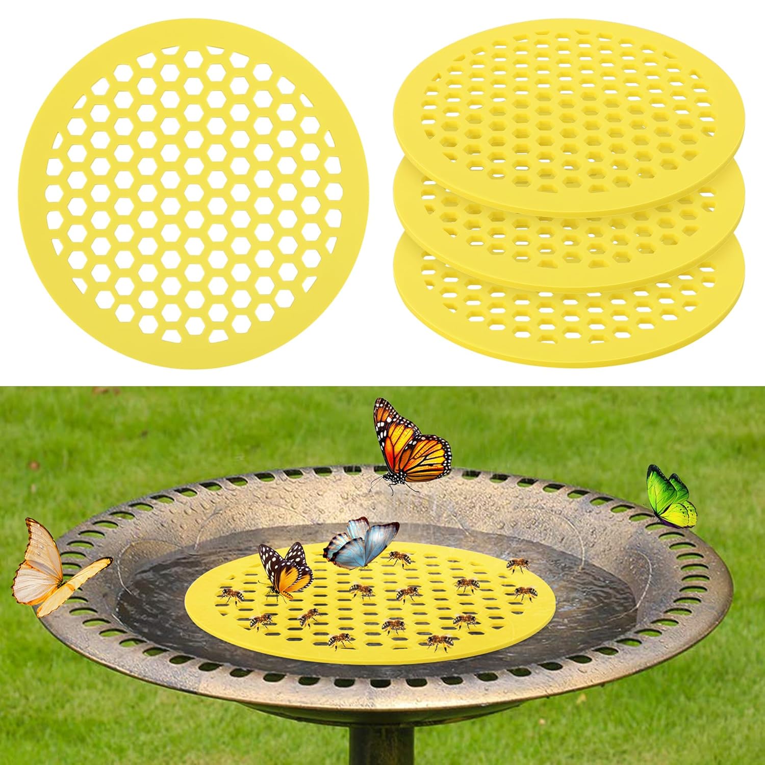4 Pack Floating Bee Island- 7.87 Inch EVA Foam Floating Bee Watering Station- Butterfly Bee Waterer for Feeding, Bee Bath, Outdoor Garden Decor - Image 1