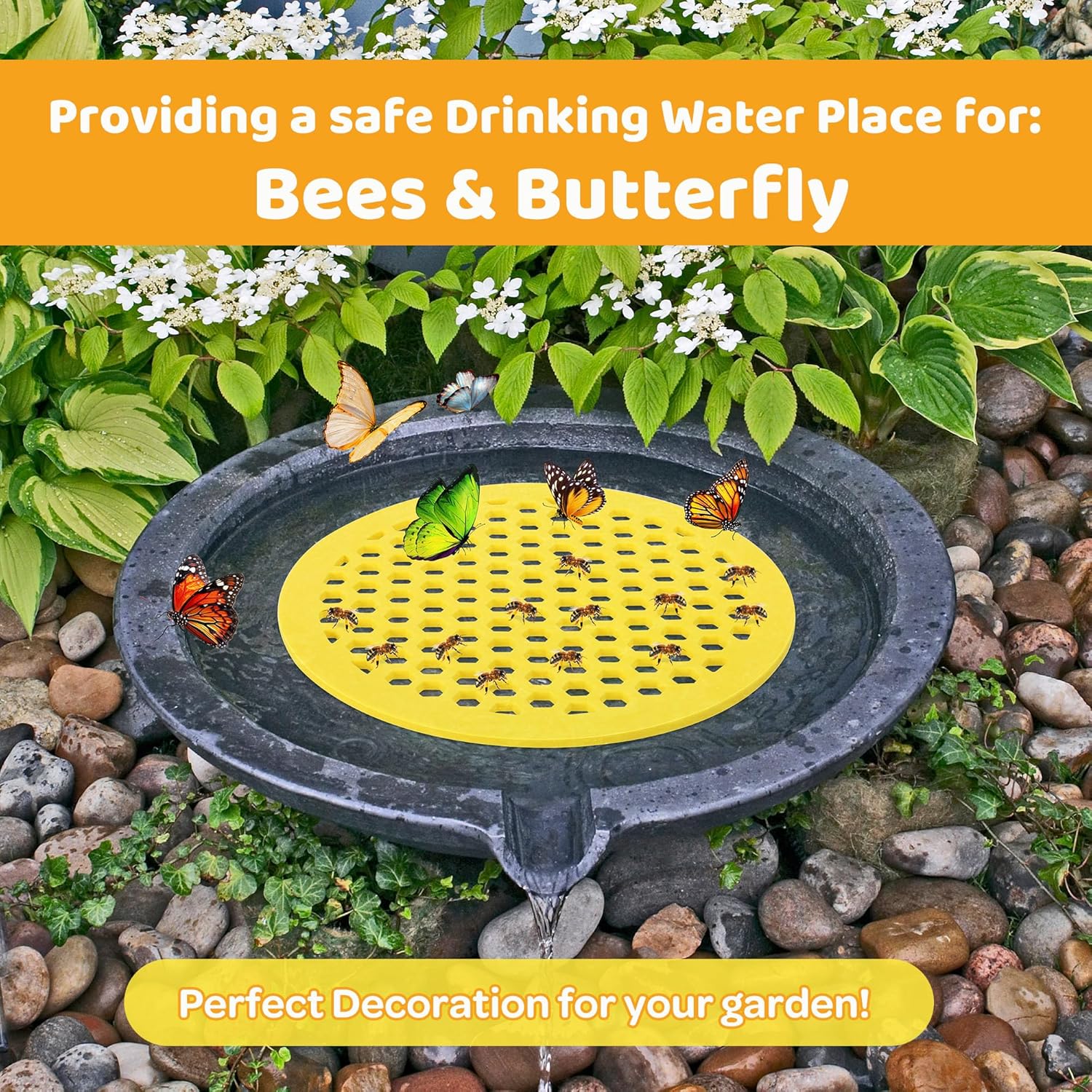 4 Pack Floating Bee Island- 7.87 Inch EVA Foam Floating Bee Watering Station- Butterfly Bee Waterer for Feeding, Bee Bath, Outdoor Garden Decor - Image 4