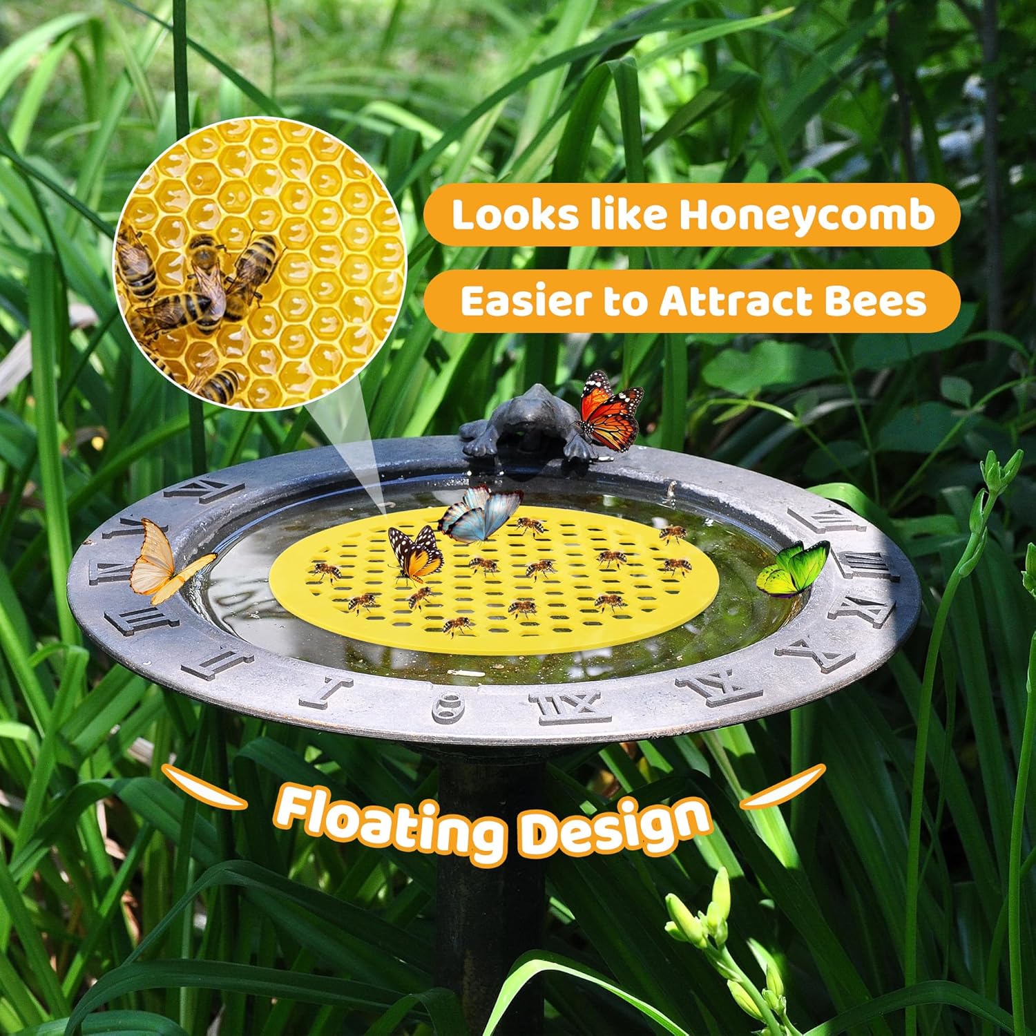 4 Pack Floating Bee Island- 7.87 Inch EVA Foam Floating Bee Watering Station- Butterfly Bee Waterer for Feeding, Bee Bath, Outdoor Garden Decor - Image 5