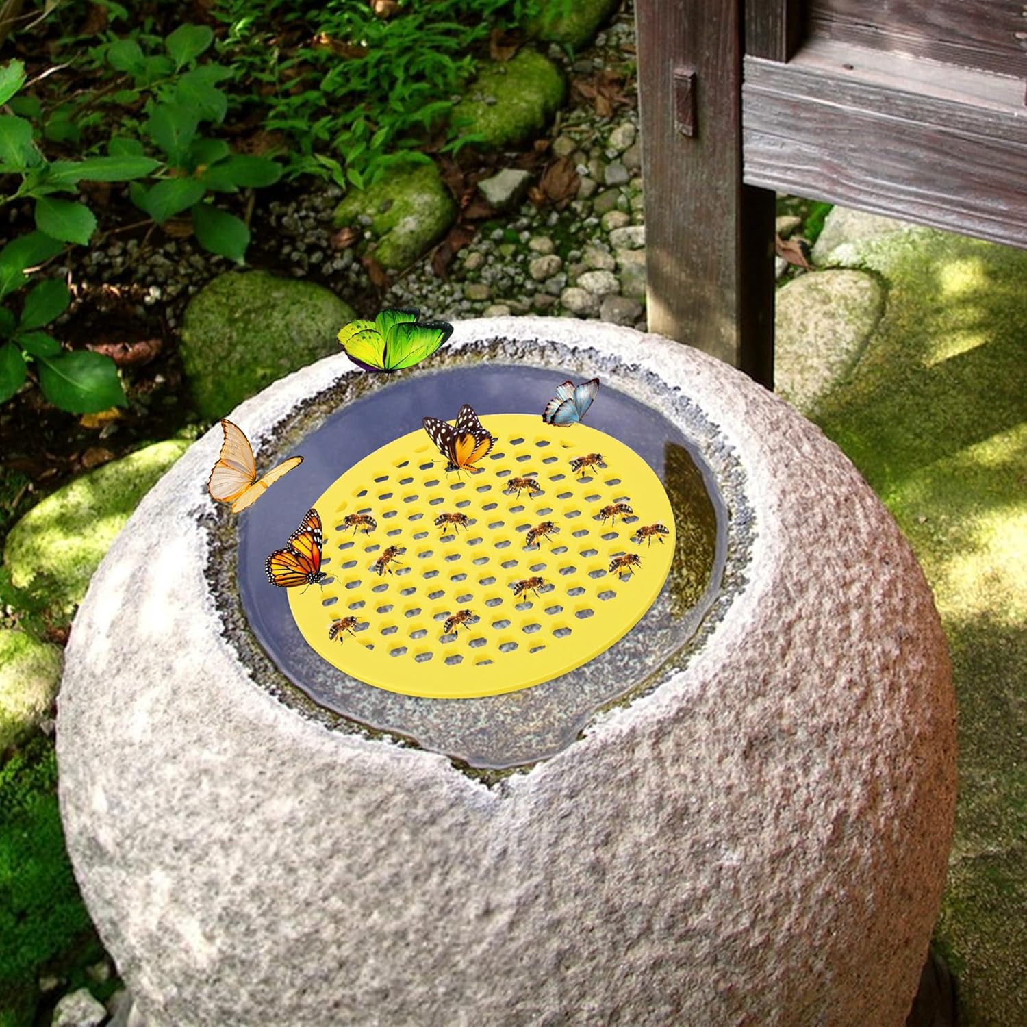 4 Pack Floating Bee Island- 7.87 Inch EVA Foam Floating Bee Watering Station- Butterfly Bee Waterer for Feeding, Bee Bath, Outdoor Garden Decor - Image 6