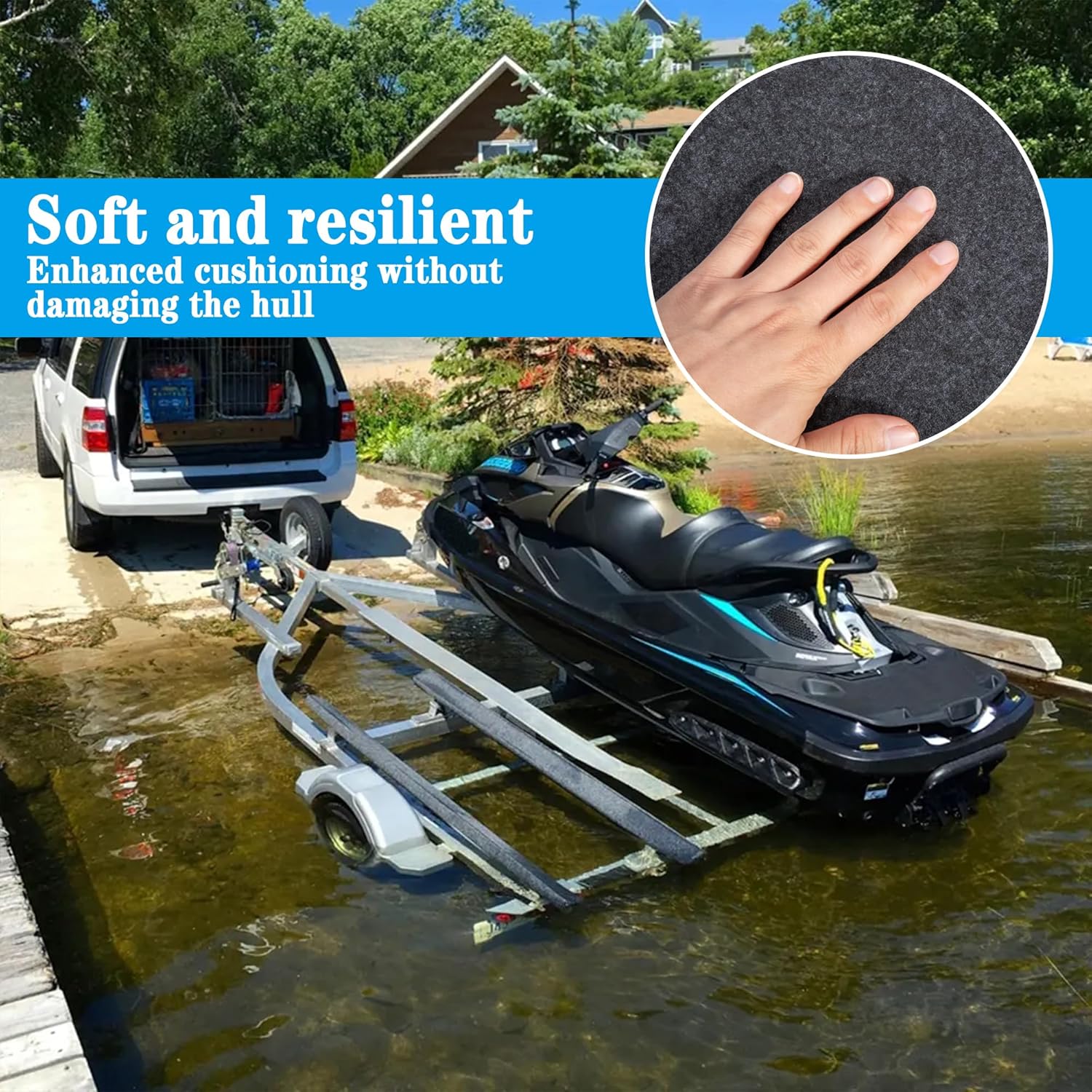 Boat Trailer Bunk Carpet - Marine Trailer Bunk Carpet - Trailer Boat Bunk Padding for Outdoor Boat Trailer Jet Ski Ramp Garage Dock - Image 6