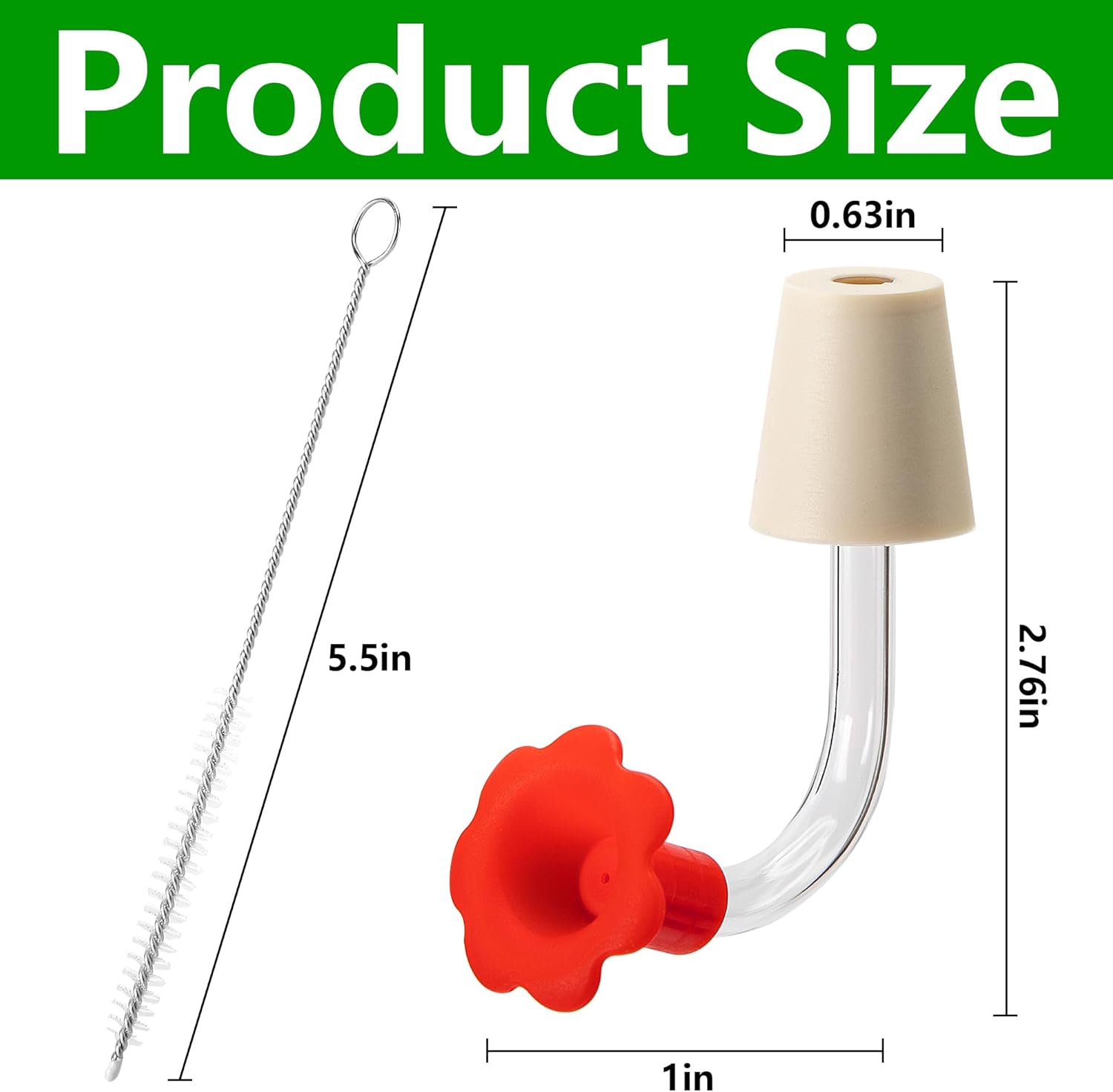 9 Pcs Hummingbird Feeder Tubes with Red Floral Tip, Bird Hummingbird Feeder Replacement Parts with 3 Brush, Outside Flower Bird Water Feeder Tubes Stoppers for Making Your Own Bird Feeders - Image 2