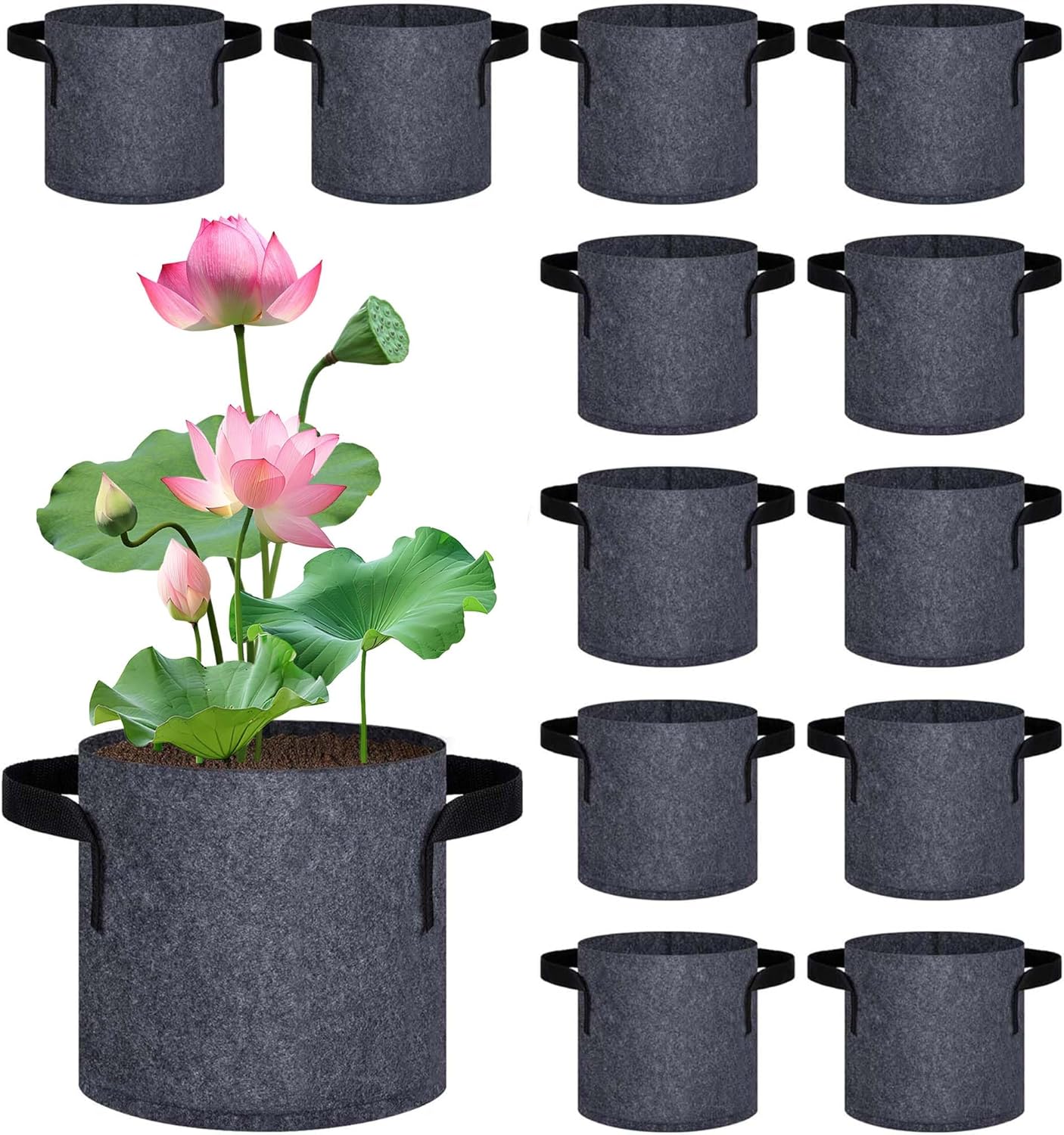 12 Pack Aquatic Plant Pots for Pond, Reusable Fabric Aquatic Plant Pots, Breathable Pond Plant Basket Grow Bags with Handles for Aquatic Plants, Bog Plant, Water Lily, Lotus, Flower (1 Gallon) - Image 1