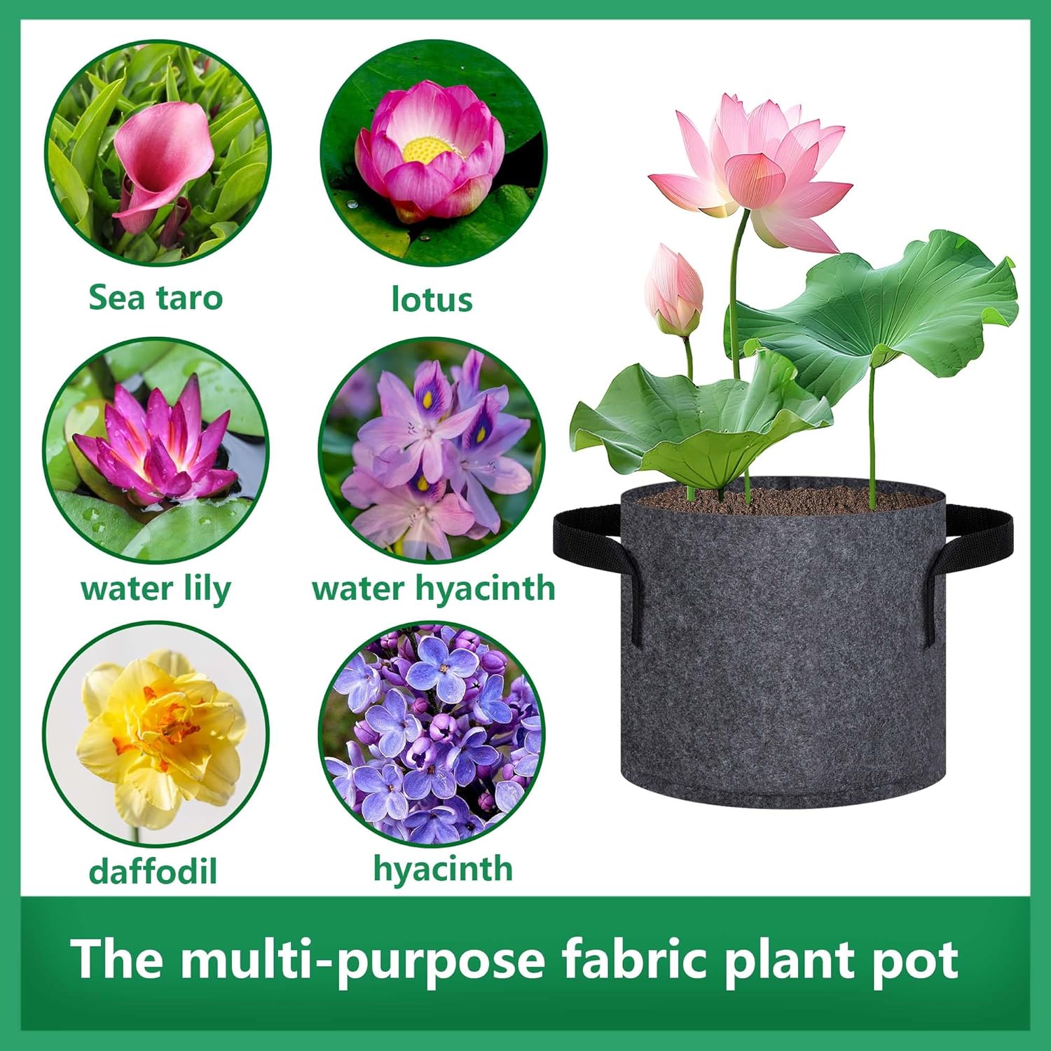 12 Pack Aquatic Plant Pots for Pond, Reusable Fabric Aquatic Plant Pots, Breathable Pond Plant Basket Grow Bags with Handles for Aquatic Plants, Bog Plant, Water Lily, Lotus, Flower (1 Gallon) - Image 5
