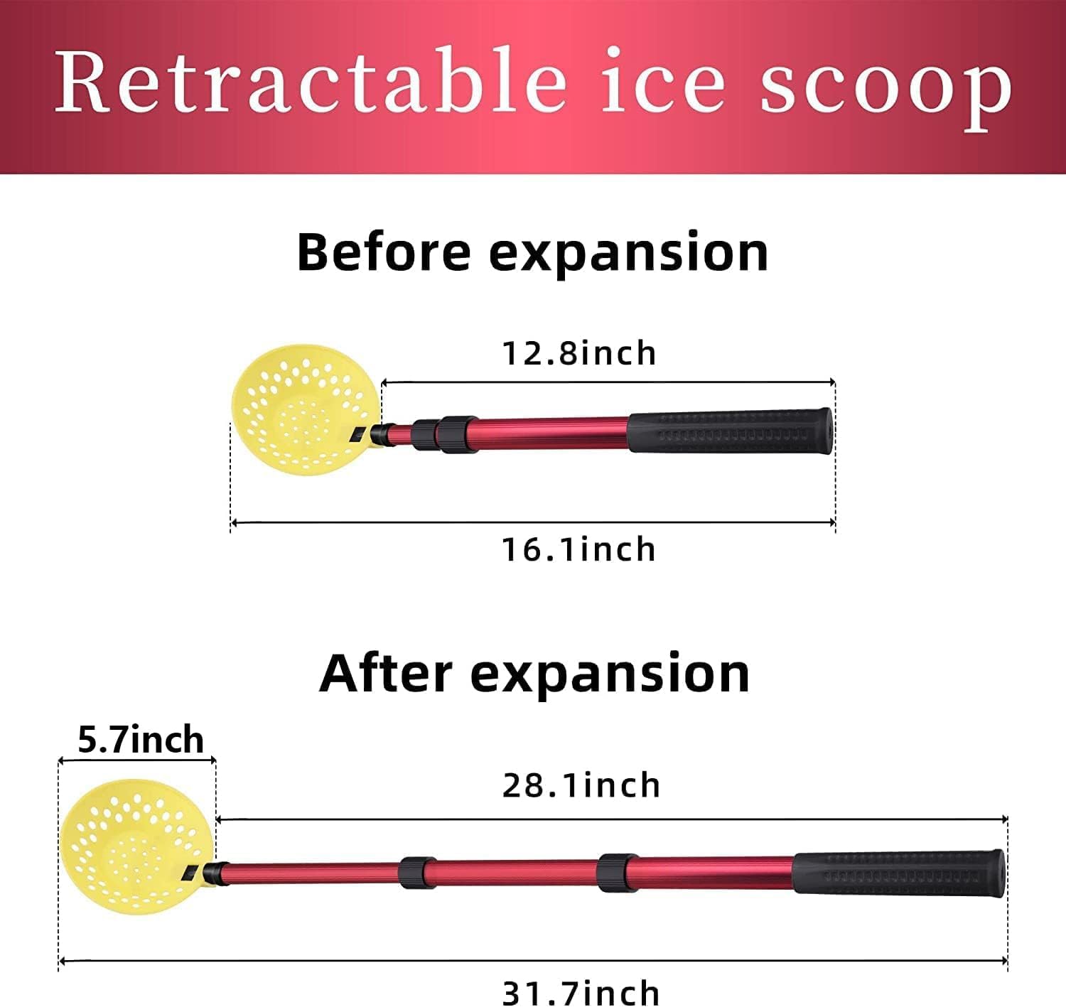 Adjustable Ice Fishing Skimmer Scoop-Winter Ice Fishing Scooper with Long Handle-Ice Fishing Gear for Scooping out Ice While Fishing - Image 2