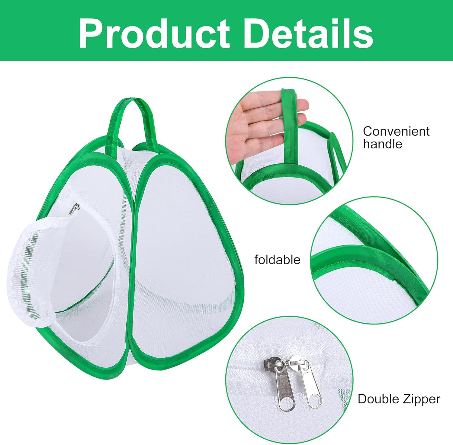 2 Pcs Mini Butterfly Habitat Cage- 10 x 8.8 x 8 Inch Collapsible Insect Mesh Cage- Portable Butterfly Net Habitat with Zipper for Transporting and Raising - Image 3