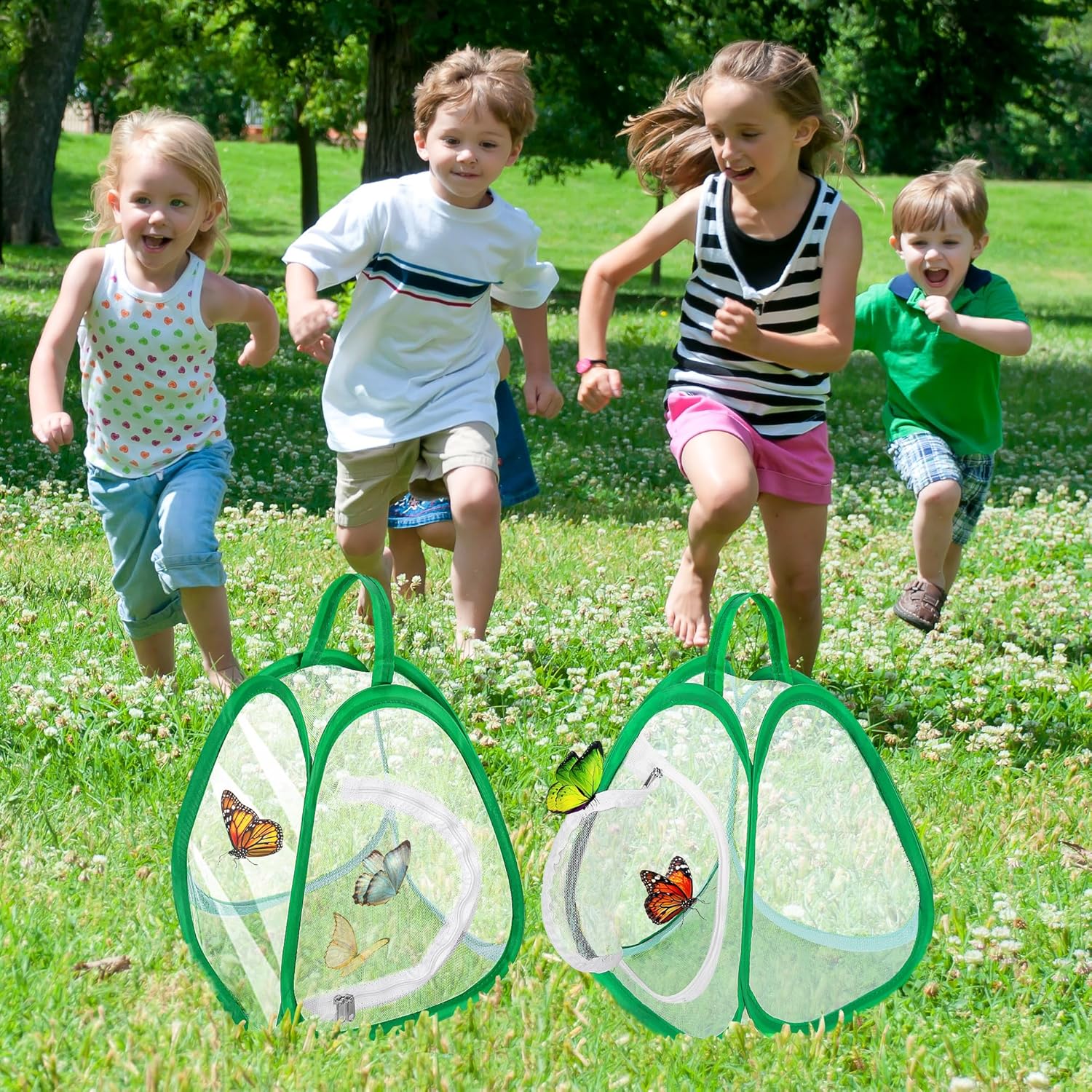 2 Pcs Mini Butterfly Habitat Cage- 10 x 8.8 x 8 Inch Collapsible Insect Mesh Cage- Portable Butterfly Net Habitat with Zipper for Transporting and Raising - Image 5