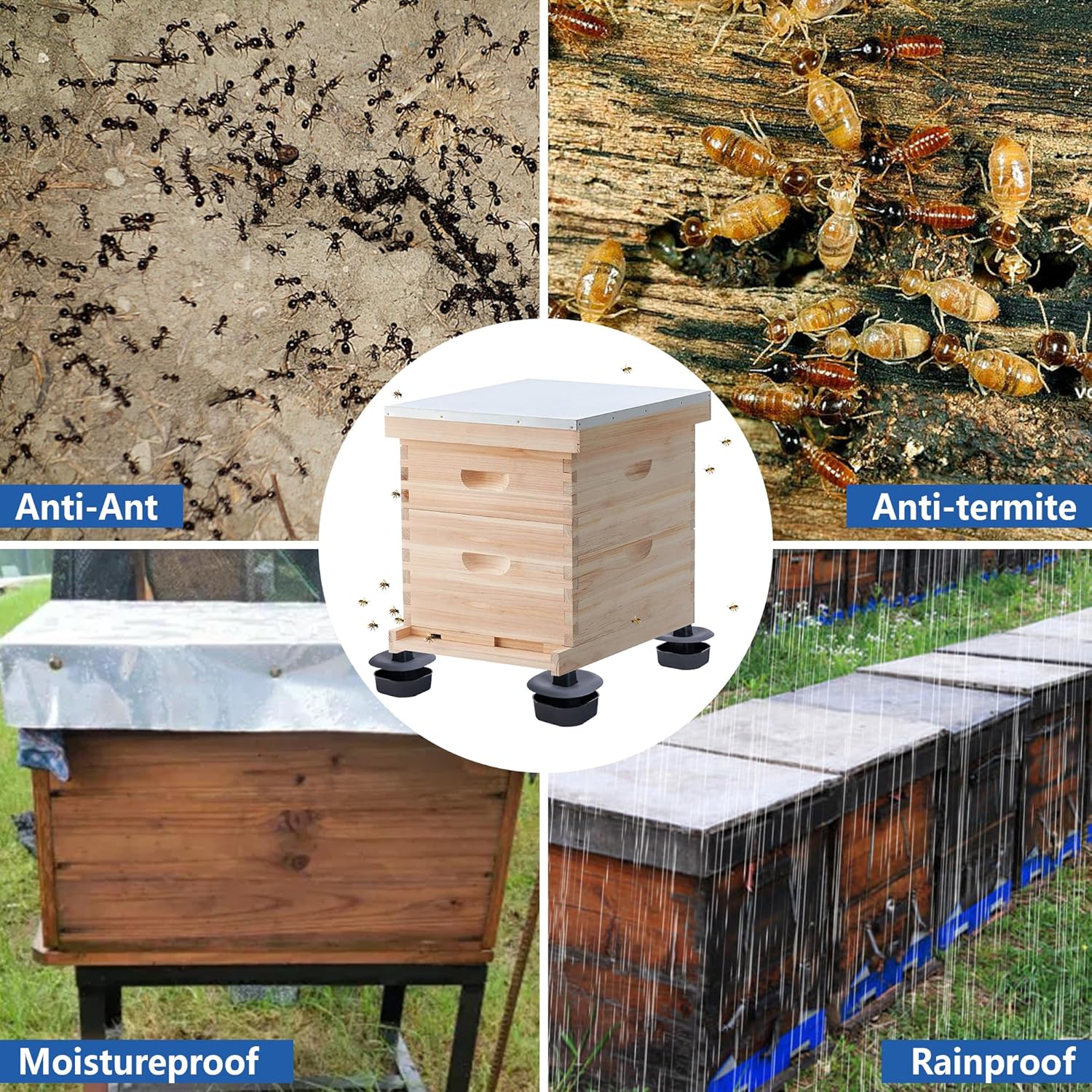 3 Sets/12Pcs Beehive Stands- Sturdy Beehive Feet Stands- Beehive Base Beekeeping Hive Support Tools for Outdoor Garden Beekeeper Workshop - Image 4