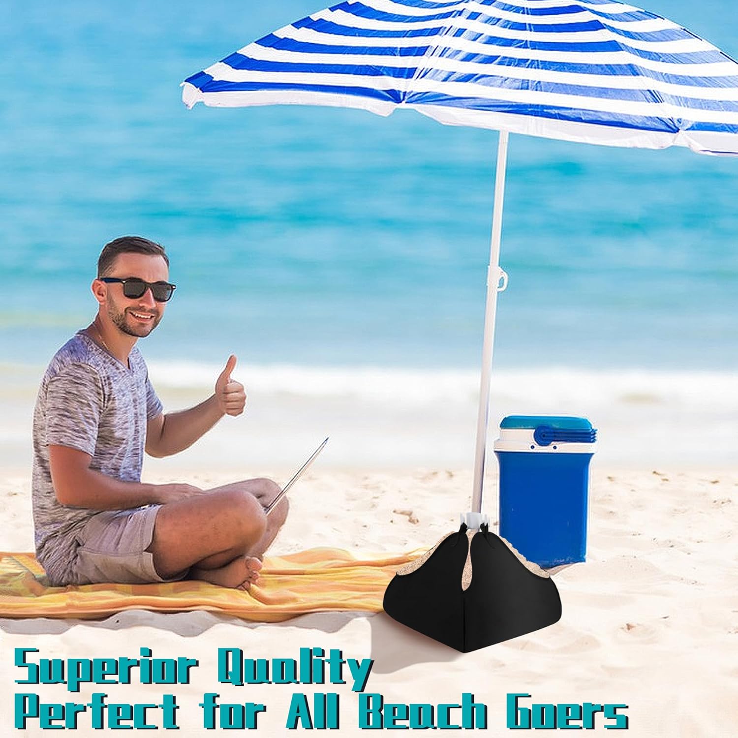 1 Set Beach Umbrella Base Weight- 600D Oxford Cloth Sun Umbrella Fillable Weights Sand Bags- Heavy Duty Beach Umbrella Stand Sand Anchor for Outdoor Patio Garden - Image 6