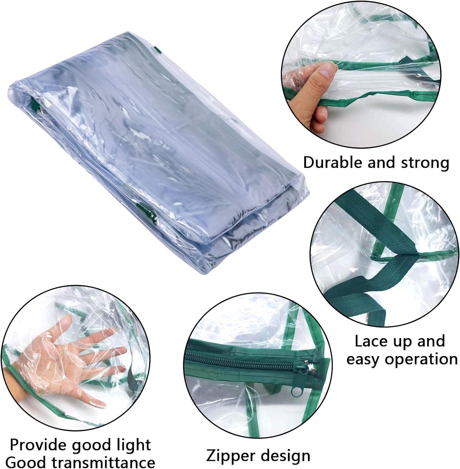 2 Pcs 4 Tier Greenhouse Replacement Cover- 27 x 19 x 63 Inch Clear PVC Plant Greenhouse Cover with Roll-Up Zipper Door for Gardening Plants Flowers (Frame Not Include) - Image 4