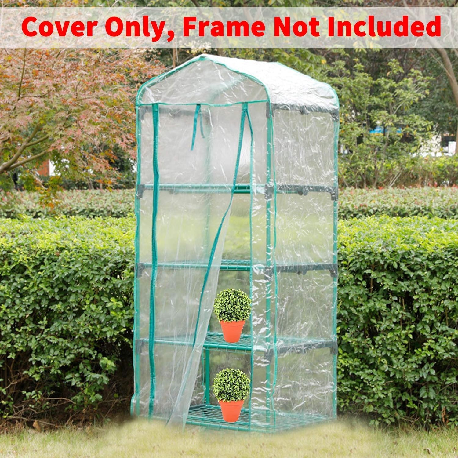 2 Pcs 4 Tier Greenhouse Replacement Cover- 27 x 19 x 63 Inch Clear PVC Plant Greenhouse Cover with Roll-Up Zipper Door for Gardening Plants Flowers (Frame Not Include) - Image 5