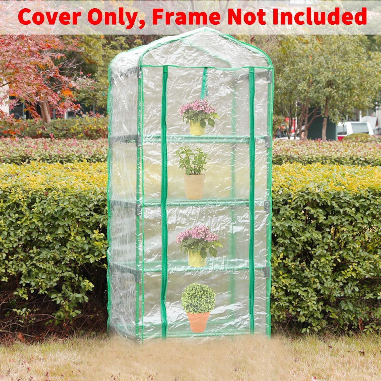 2 Pcs 4 Tier Greenhouse Replacement Cover- 27 x 19 x 63 Inch Clear PVC Plant Greenhouse Cover with Roll-Up Zipper Door for Gardening Plants Flowers (Frame Not Include) - Image 6