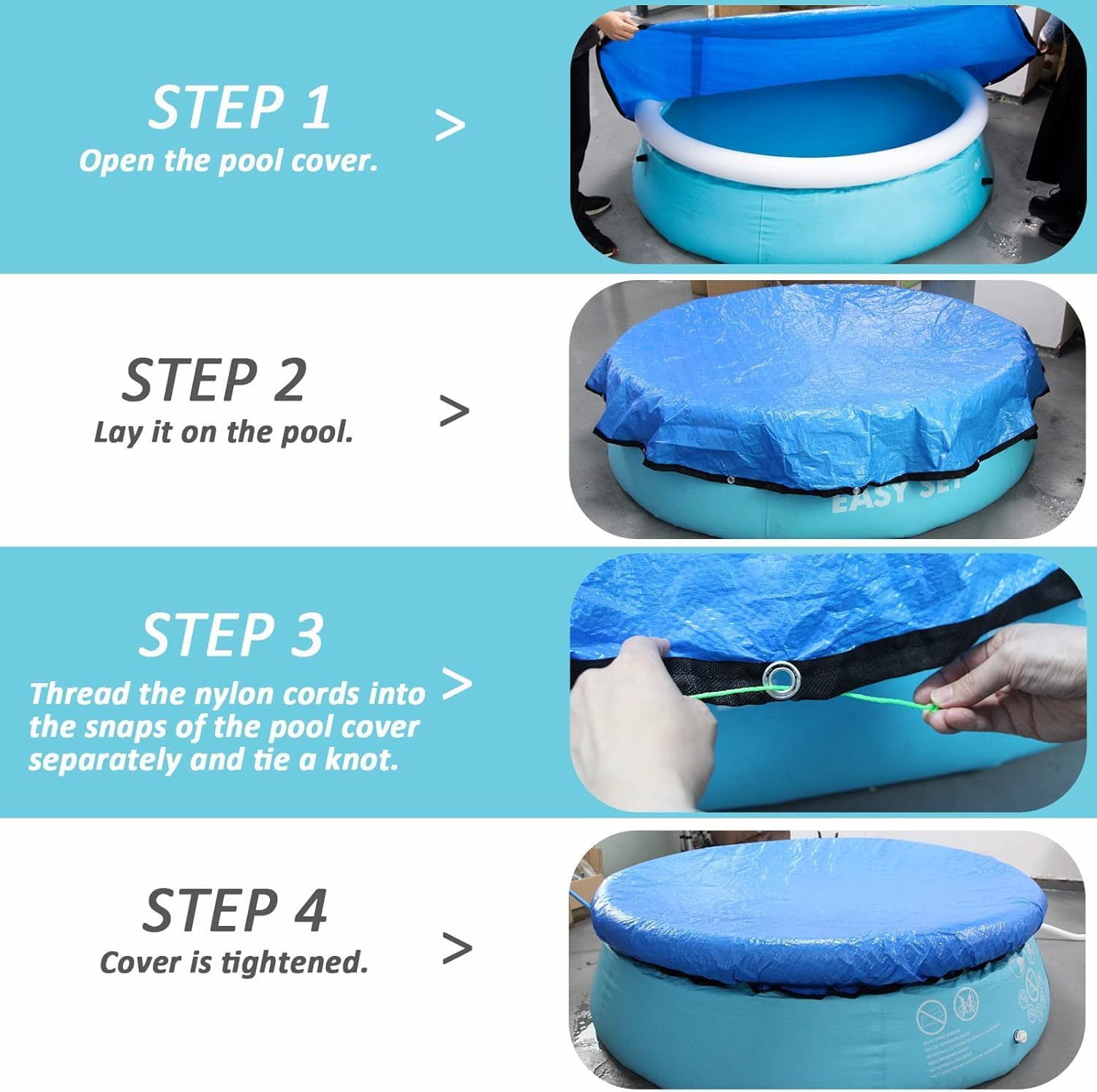 10 Ft Dust Pool Cover Protector-Solar Cover for Round Frame Pools-Pool Cover for Round Inflatable-Pool Cover Protector Heat Retaining Blanket - Image 4
