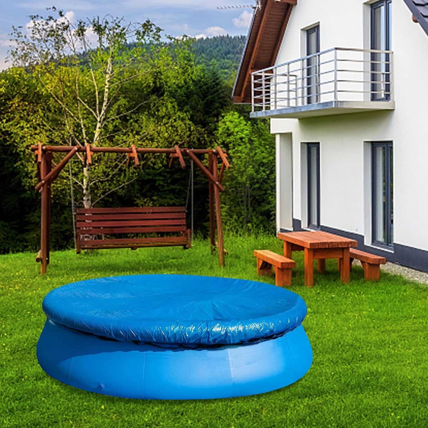 10 Ft Dust Pool Cover Protector-Solar Cover for Round Frame Pools-Pool Cover for Round Inflatable-Pool Cover Protector Heat Retaining Blanket - Image 6