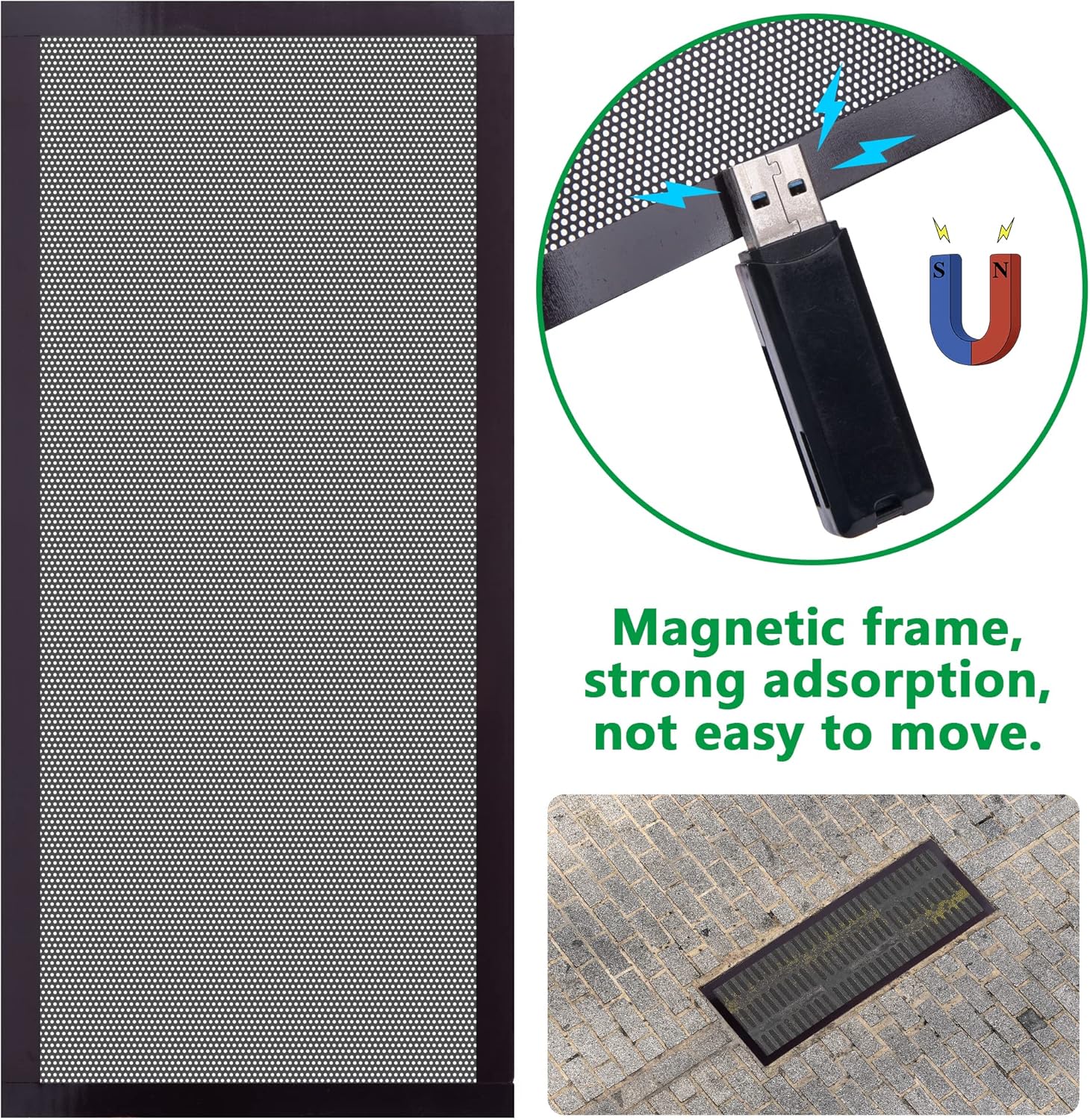 8 Pack Floor Register Screen Vent Mesh, 4 x 10 Inch Plastic Rectangle Air Vent Screen Cover, Magnetic PVC Vent Mesh Cover for Ceiling Wall Floor Catch Debris Hair Dust - Image 3