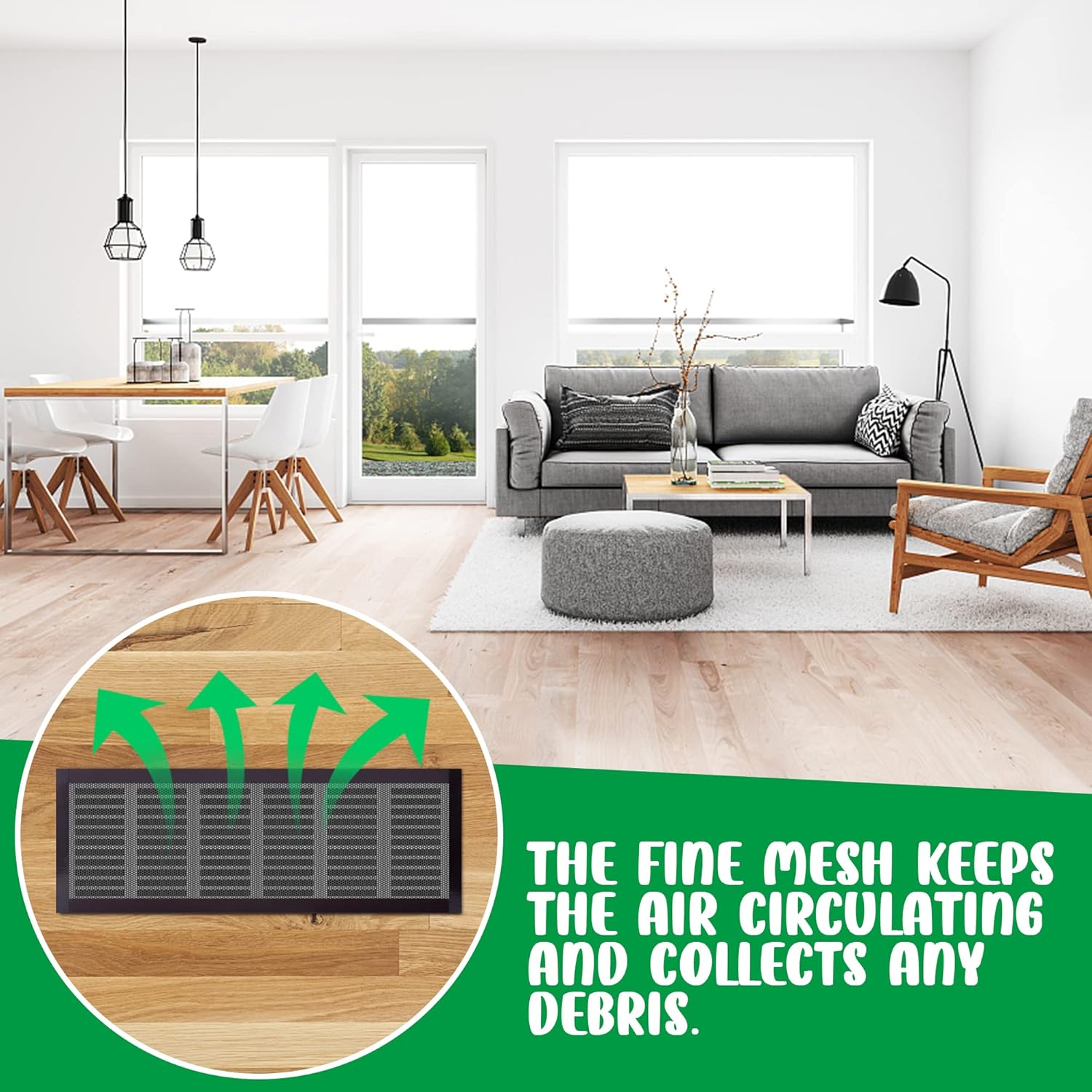 8 Pack Floor Register Screen Vent Mesh, 4 x 10 Inch Plastic Rectangle Air Vent Screen Cover, Magnetic PVC Vent Mesh Cover for Ceiling Wall Floor Catch Debris Hair Dust - Image 5
