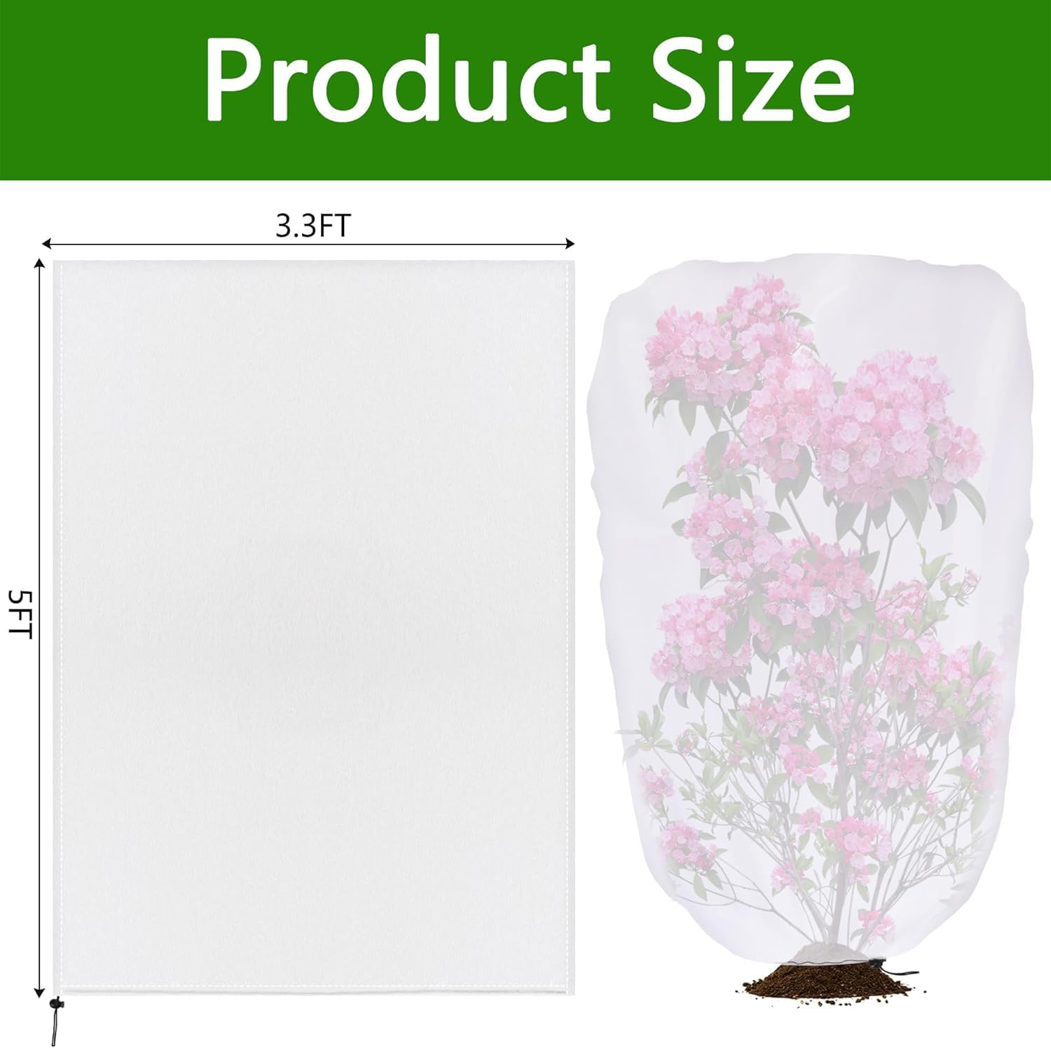 4 Pcs Garden Plant Shade Cover with Drawstring, 5 x 3.3 Ft Garden Shade Sun Protection Plant Covers, White Light Refraction Fruit Tree Sunshade Cloth for Protect Plants from Direct Sunlight - Image 2