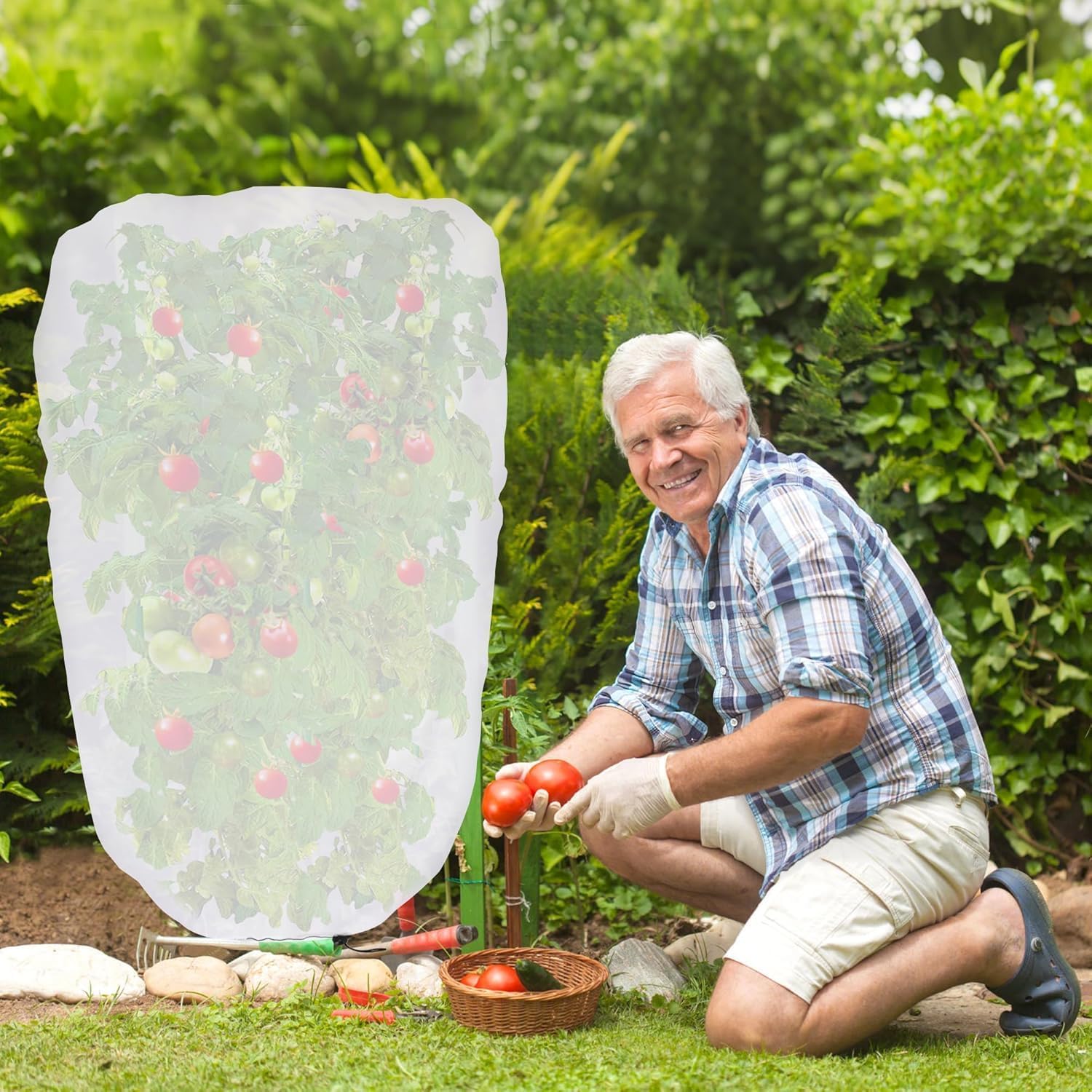 4 Pcs Garden Plant Shade Cover with Drawstring, 5 x 3.3 Ft Garden Shade Sun Protection Plant Covers, White Light Refraction Fruit Tree Sunshade Cloth for Protect Plants from Direct Sunlight - Image 7