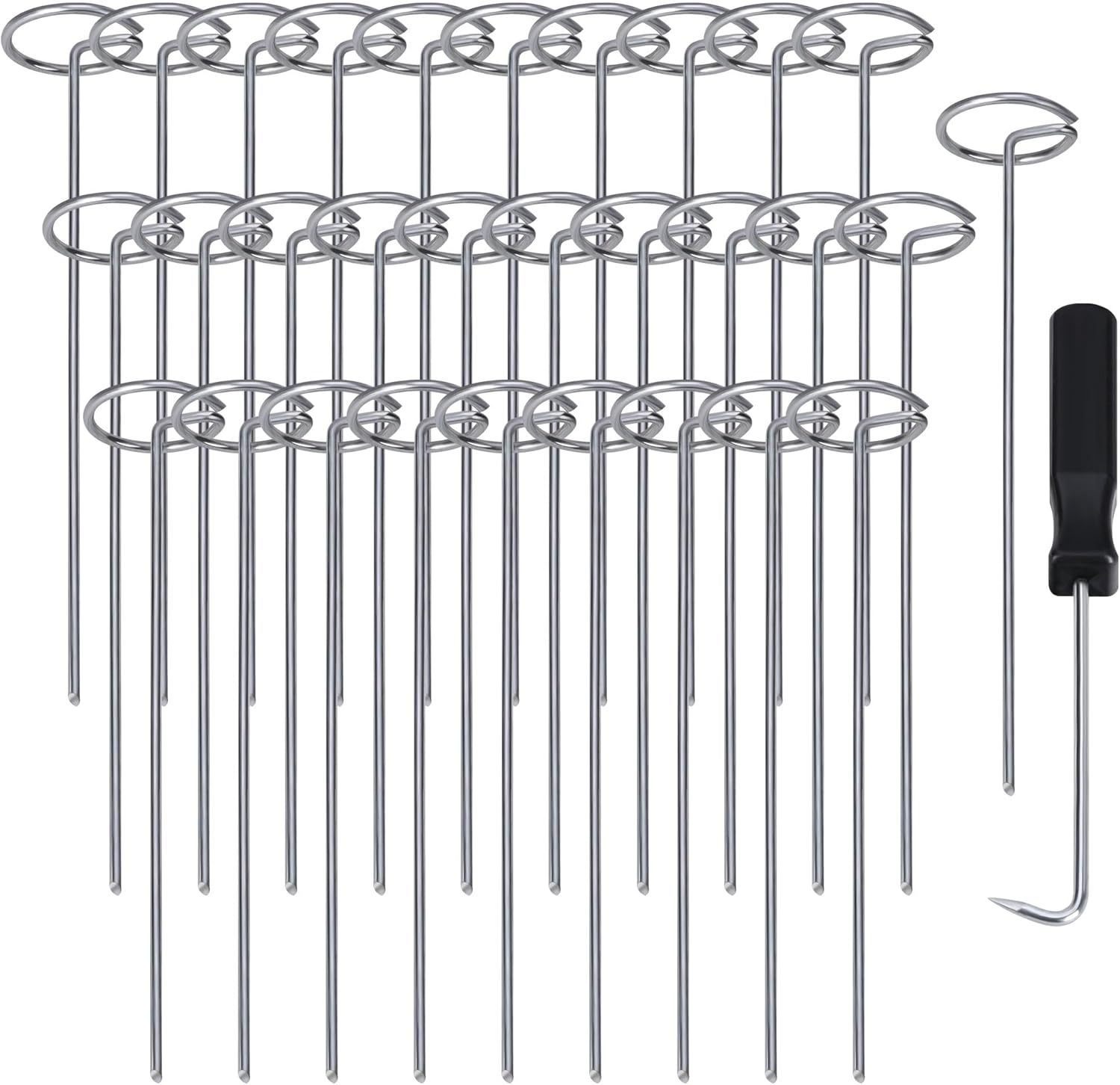 120 Pcs Garden Landscape Staples - 12 Gauge Circle Top Landscape Pins - 6 Inch Galvanized Landscape Pins Garden Stakes with 1Pc Nail Lifter for Securing Yard Garden Lawn Fabric Weed Barrier - Image 1